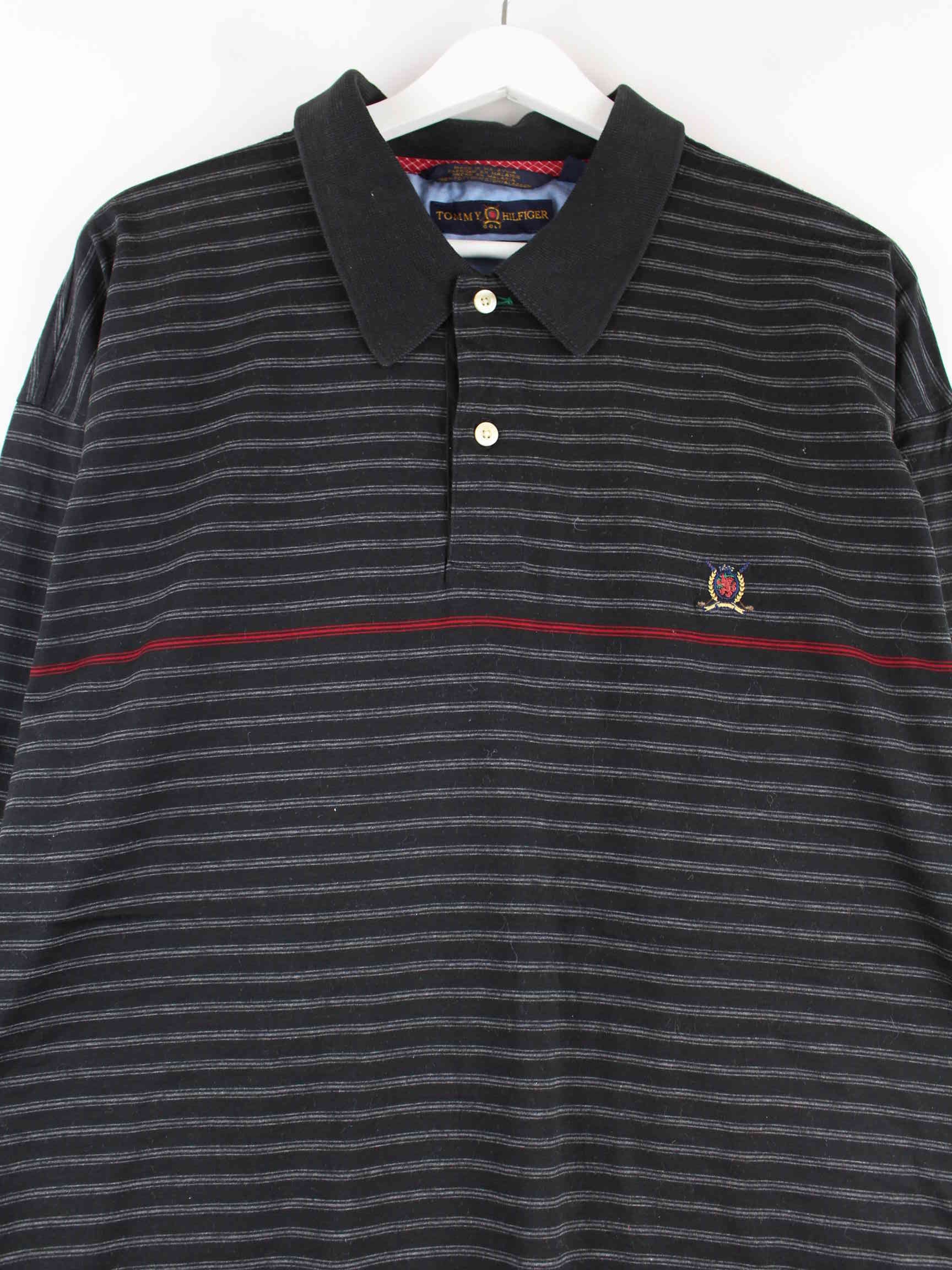 Tommy Hilfiger 00s Striped Langarm Polo Schwarz XXL (detail image 1)