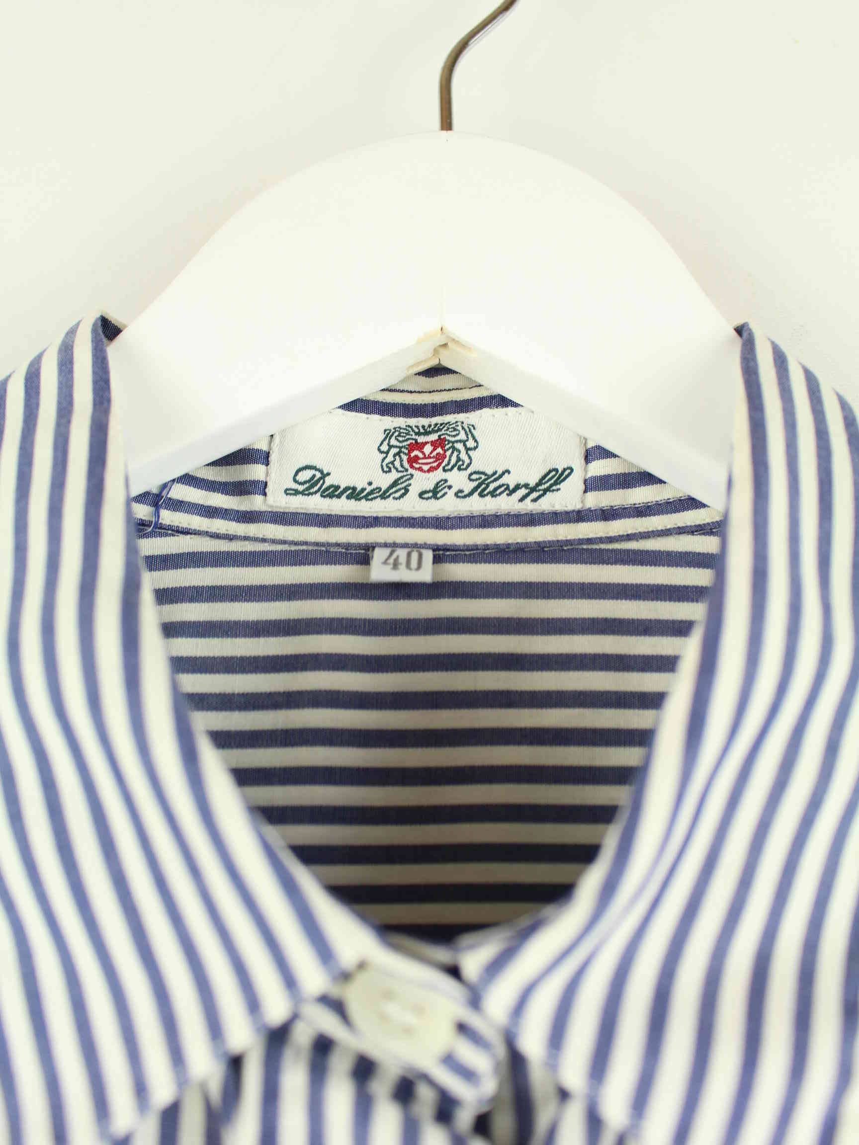 Vintage Damen 90s Striped Kurzarm Hemd Blau L (detail image 2)