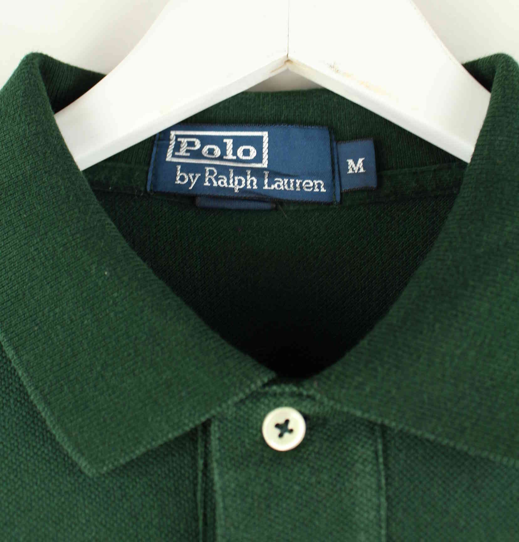 Ralph Lauren 90s Vintage Langarm Polo Grün M (detail image 2)