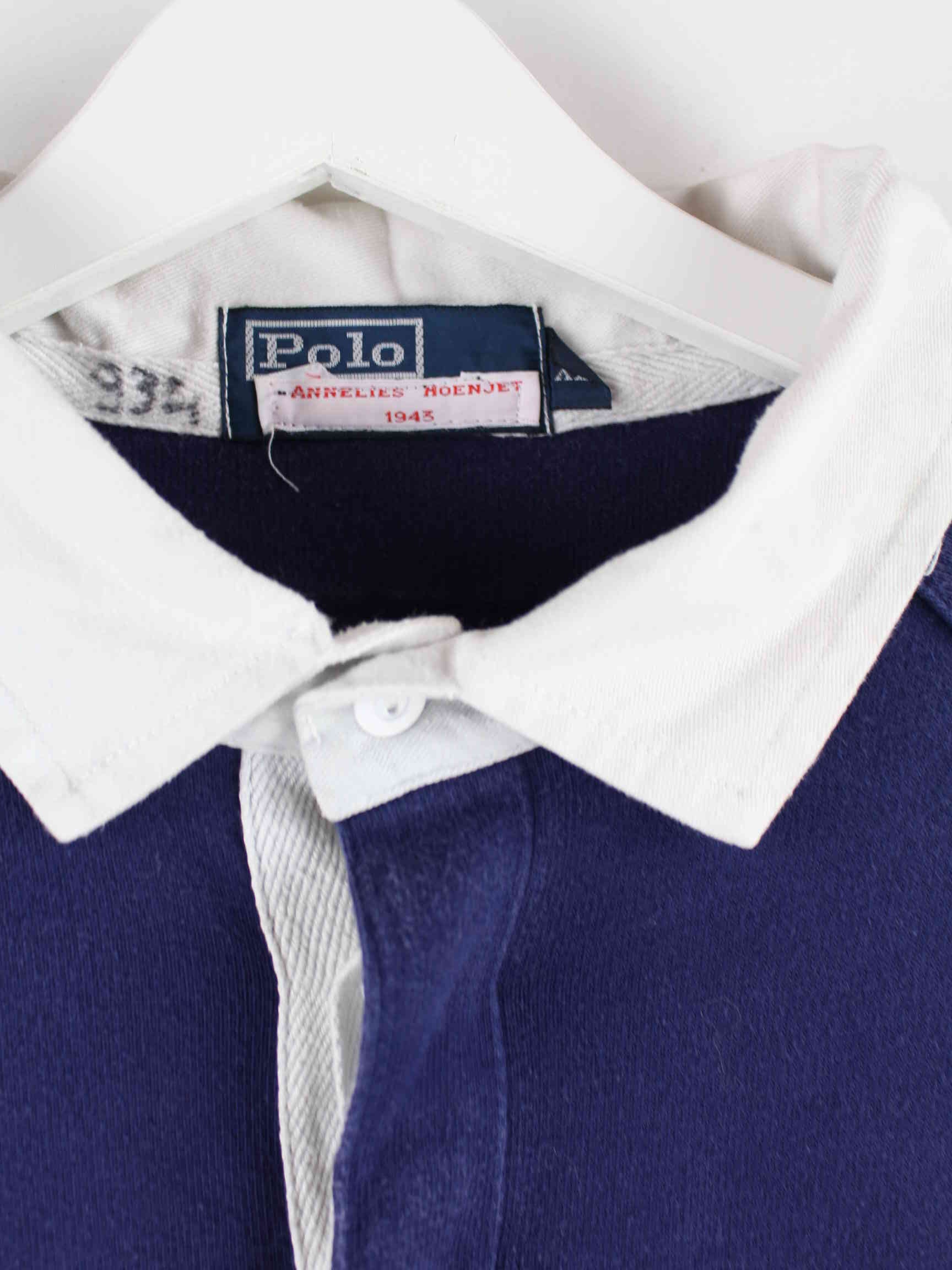 Ralph Lauren 90s Vintage Langarm Polo Blau XL (detail image 2)