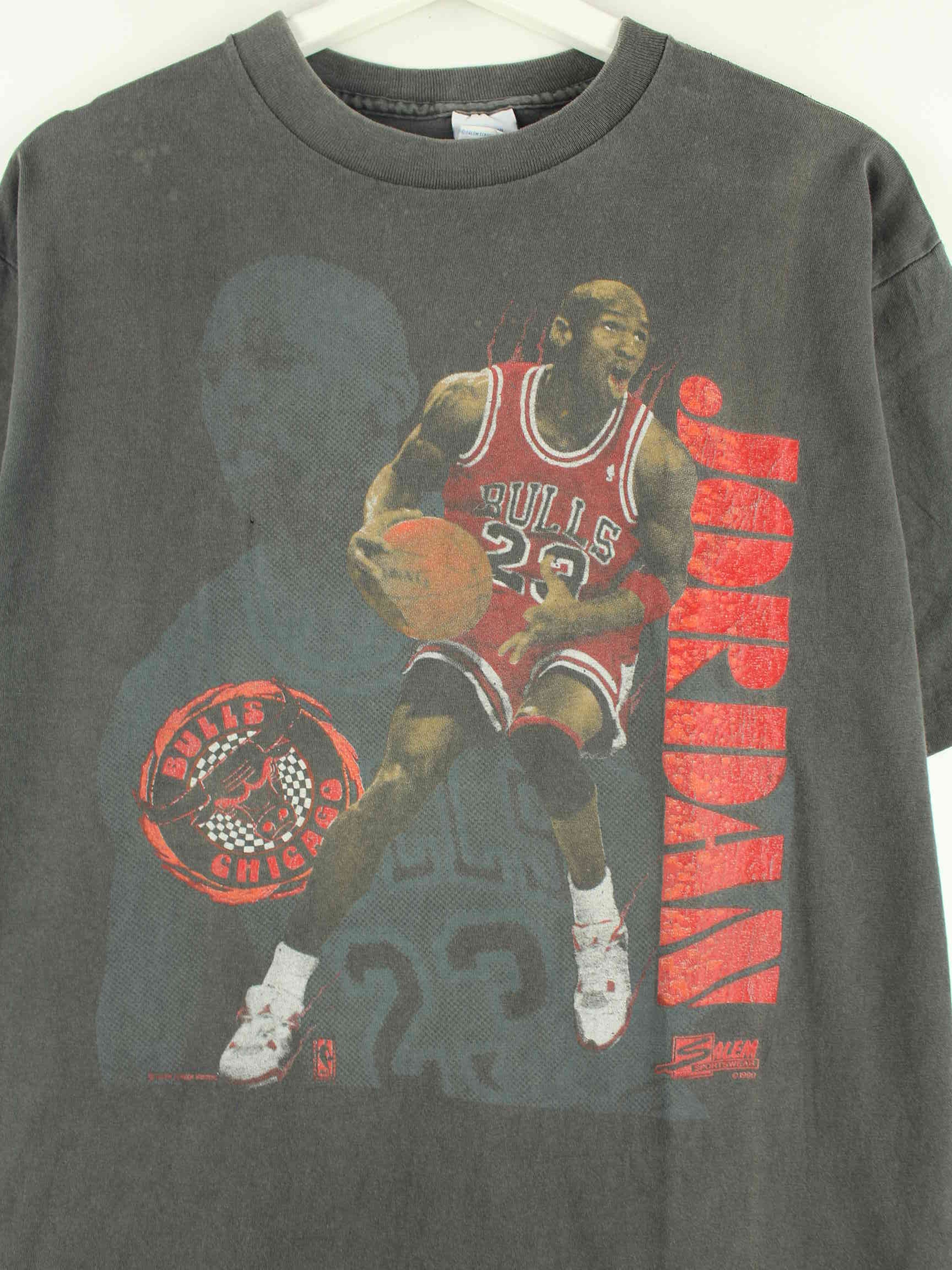 Salem Sportswear Vintage 1990 Michael Jordan Single Stitch T-Shirt Grau L (detail image 1)