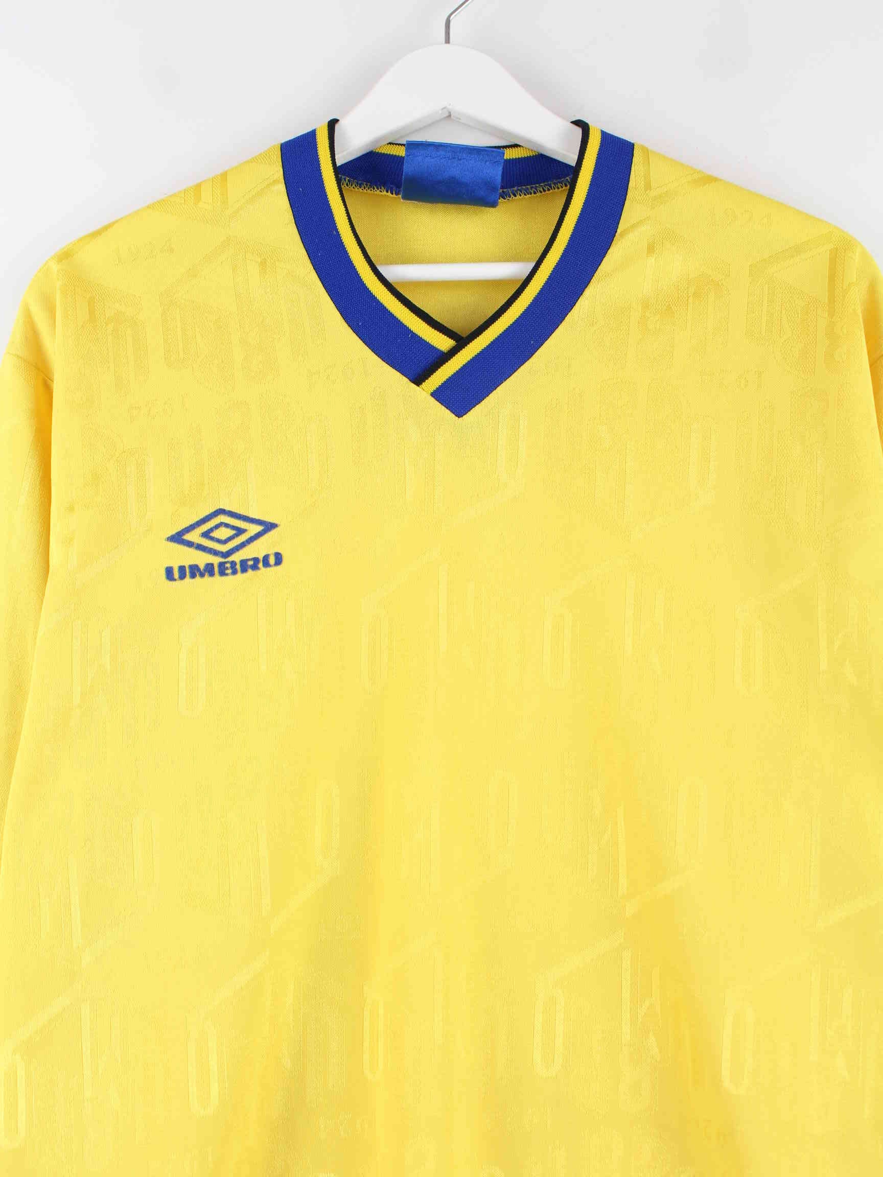 Umbro 90s Vintage Pattern Langarm Trikot Gelb L (detail image 1)