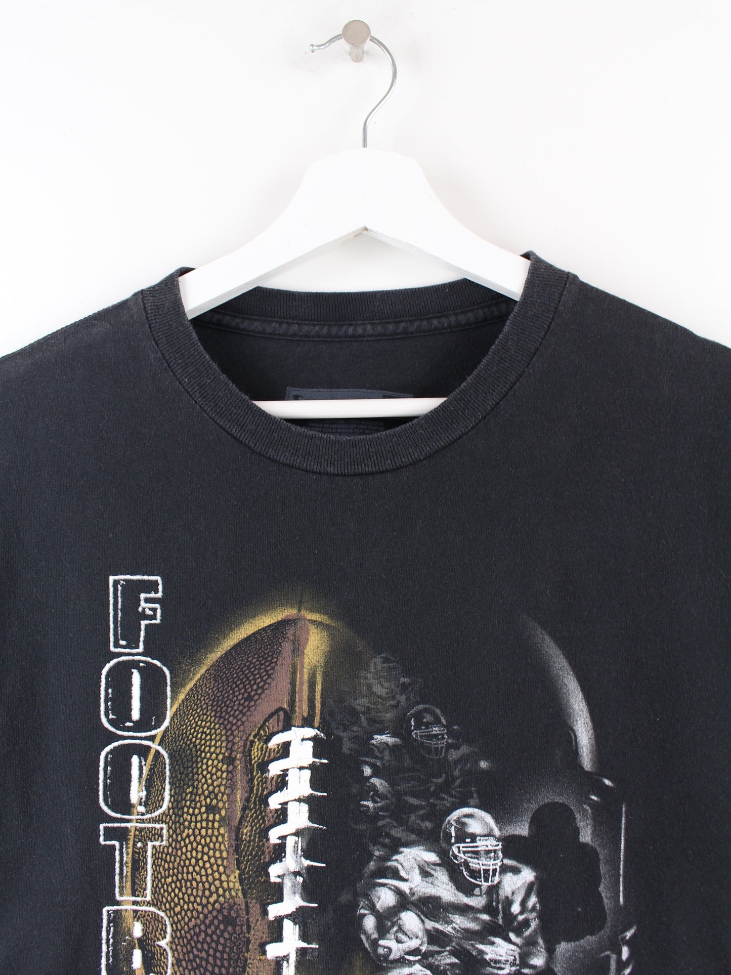 Vintage Football Print T-Shirt Schwarz L
