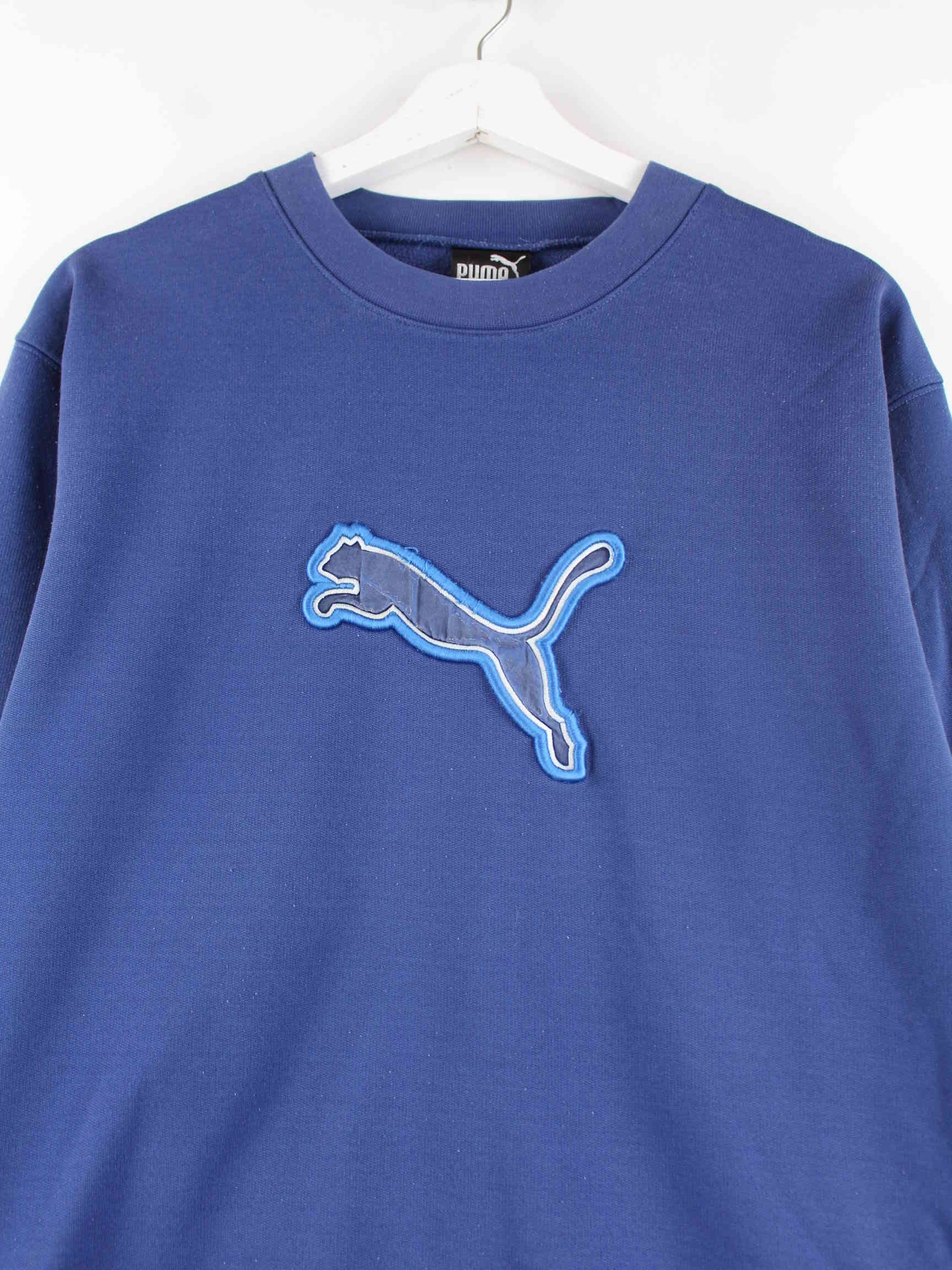 Puma 90s Vintage Logo Embroidered Sweater Blau M (detail image 1)