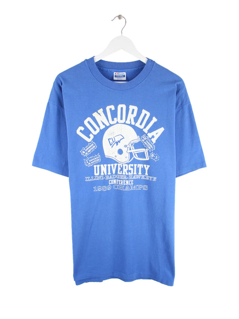 Hanes 1989 Vintage Concordia Print Single Stitch T-Shirt Blau XL