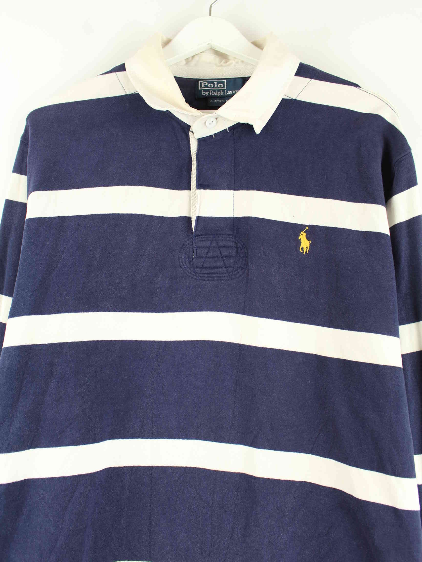 Ralph Lauren 90s Vintage Striped Polo Sweater Blau XL (detail image 1)