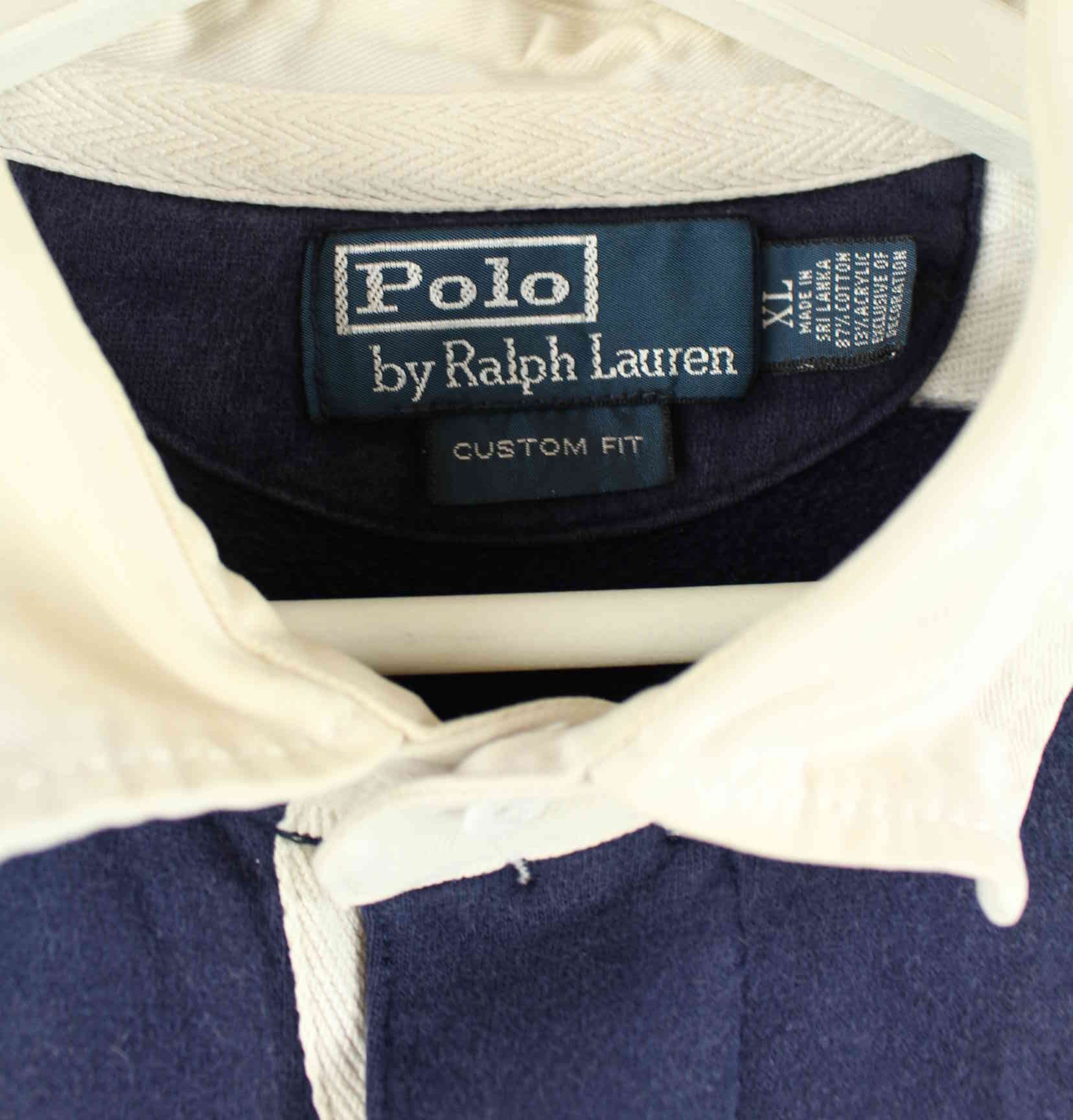 Ralph Lauren 90s Vintage Striped Polo Sweater Blau XL (detail image 2)