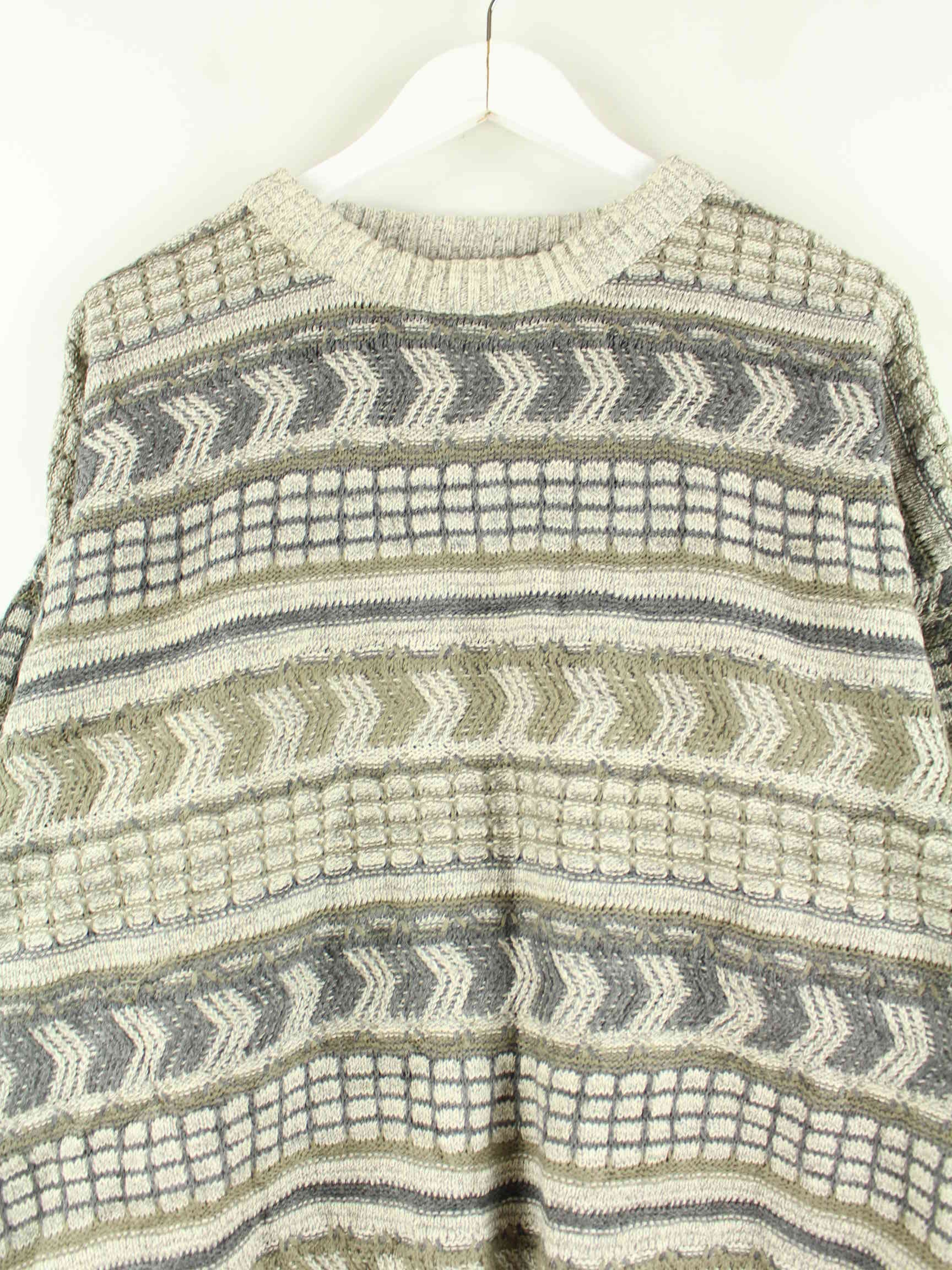 Vintage 80s Pattern Pullover Grau XL (detail image 1)