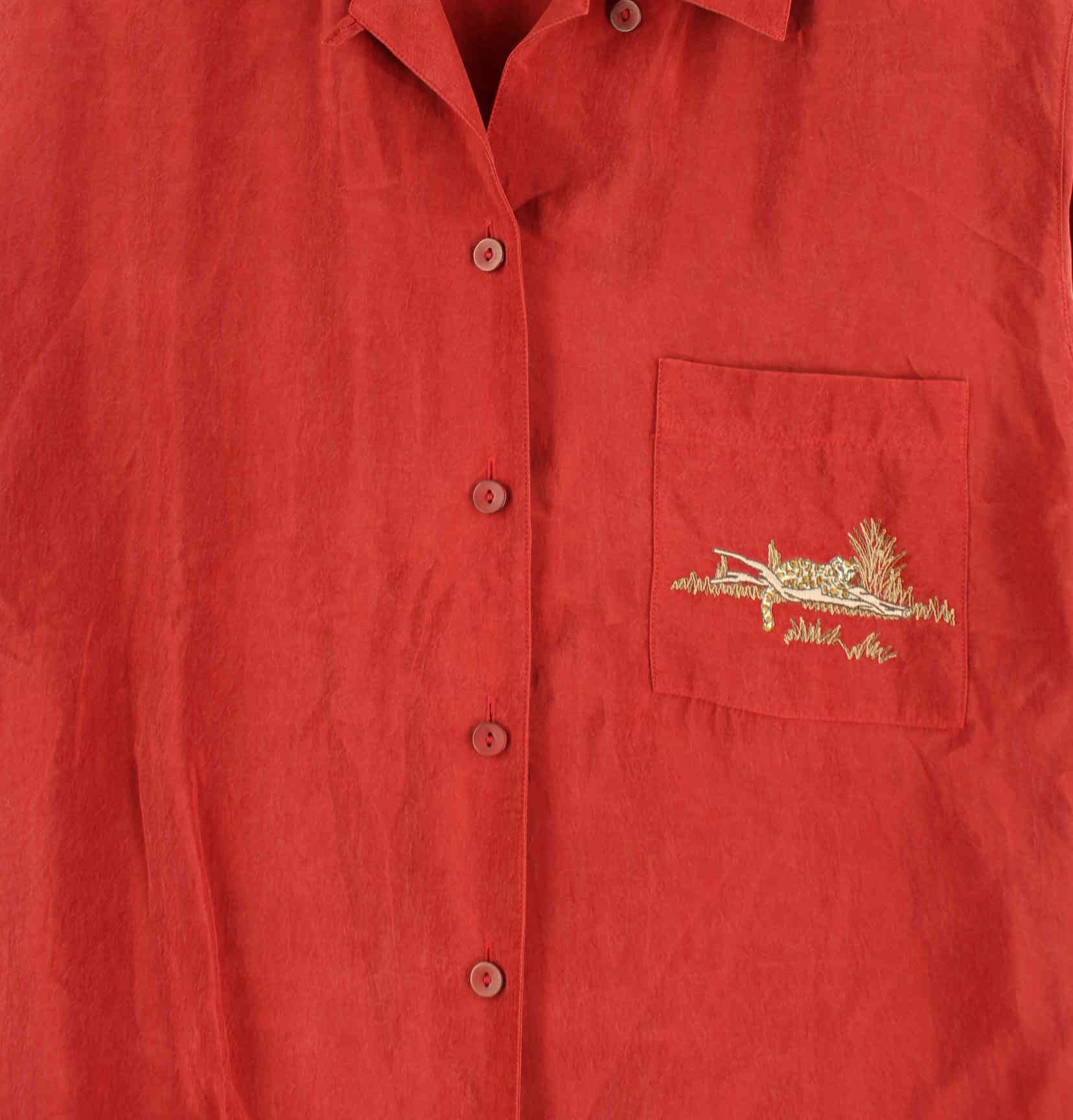 Vintage 90s Embroidered Hawaii Hemd Rot L (detail image 1)