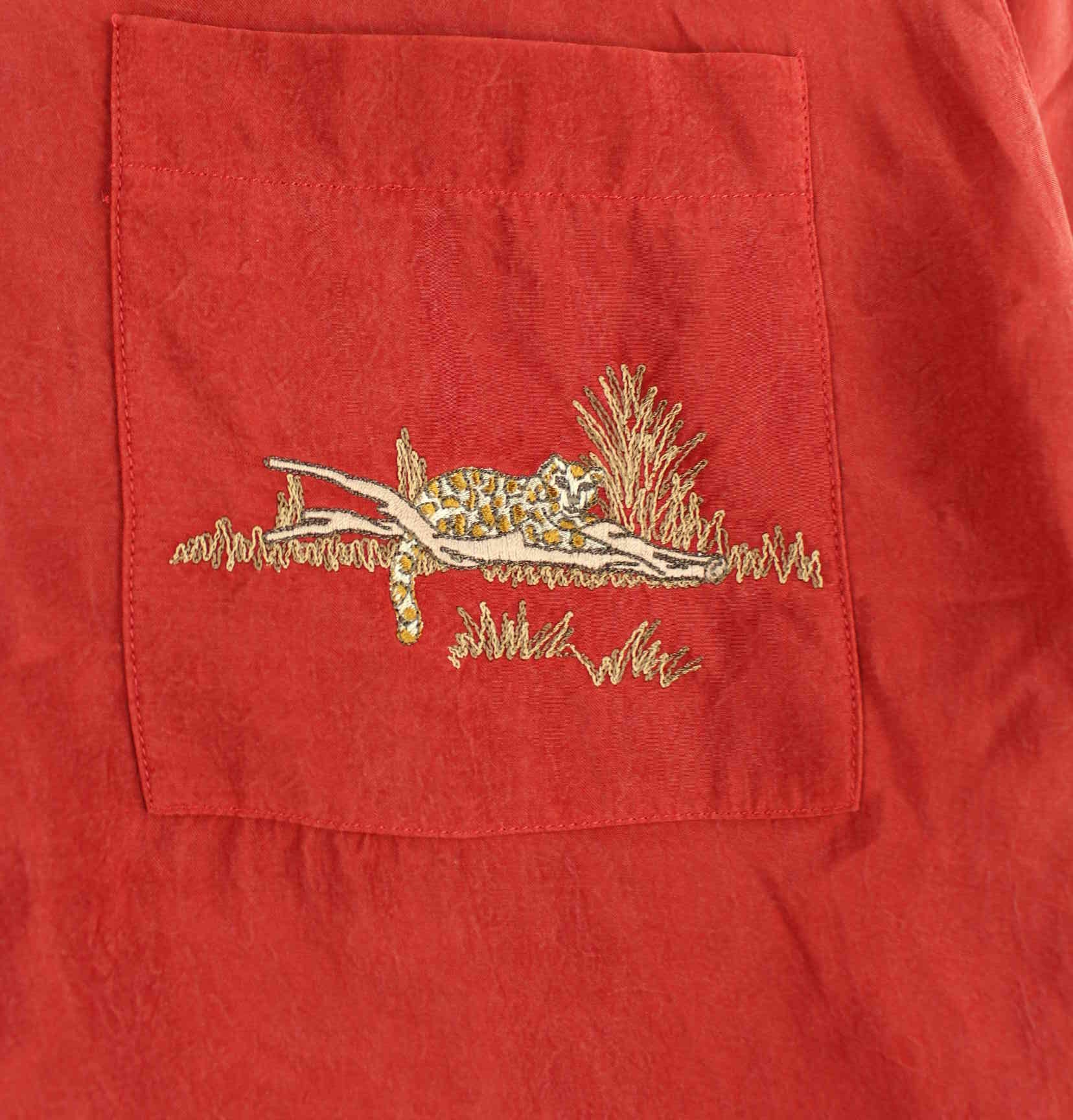 Vintage 90s Embroidered Hawaii Hemd Rot L (detail image 2)