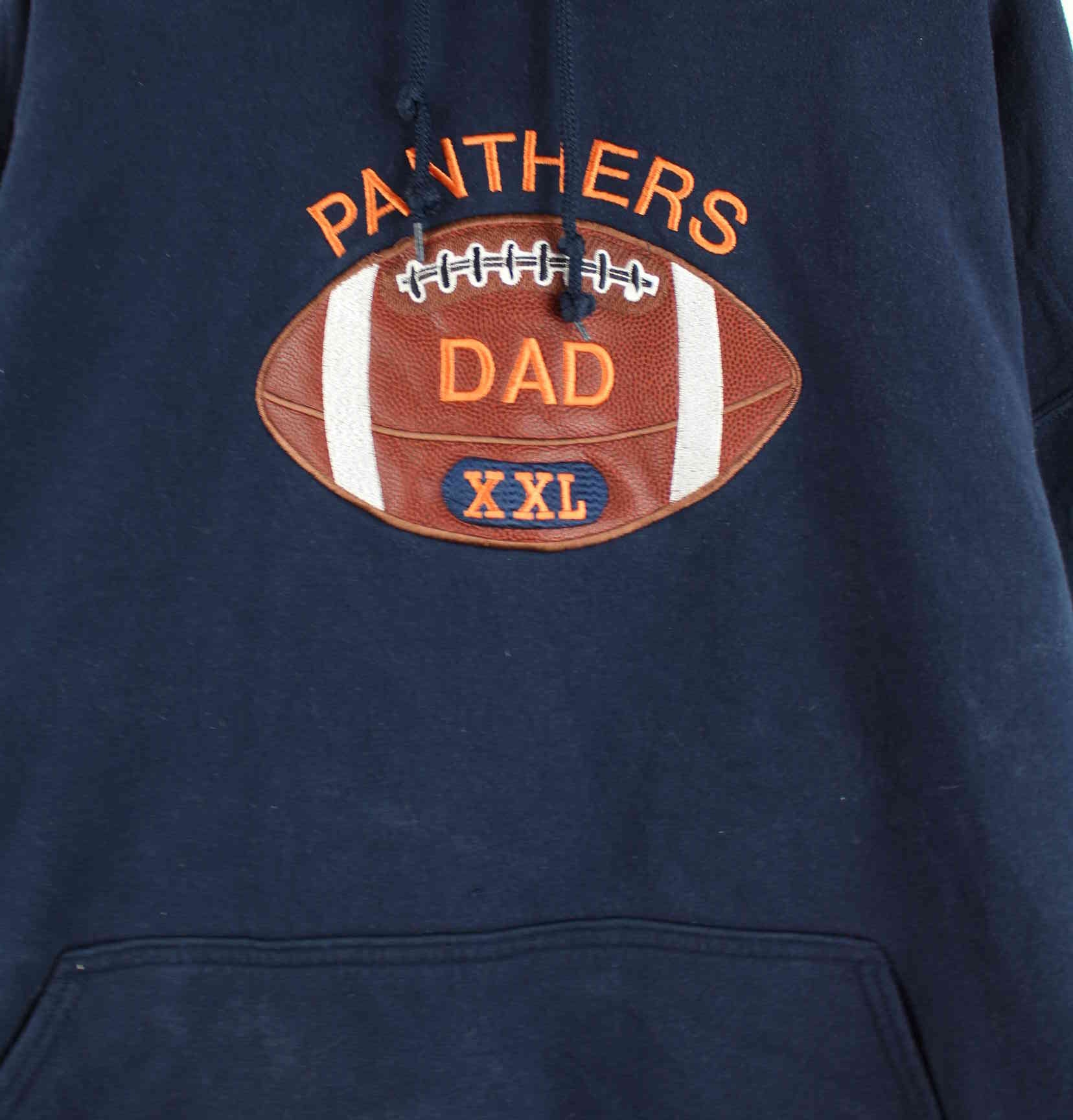 Gildan y2k Panthers Dad Embroidered Leather Hoodie Blau XXL (detail image 1)