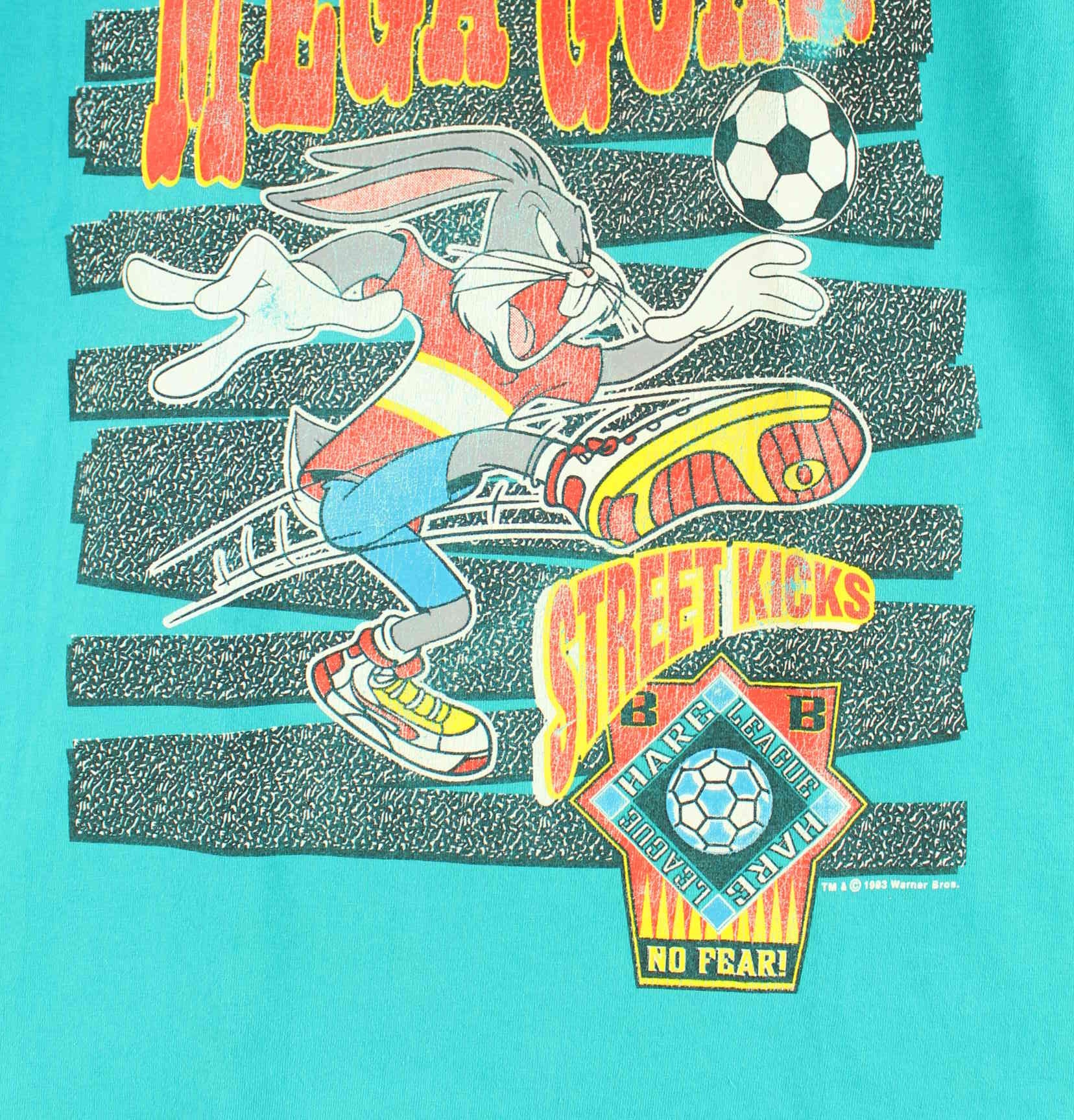 Gildan 1993 Vintage Bugs Bunny Print Single Stitch T-Shirt Türkis XXS (detail image 1)