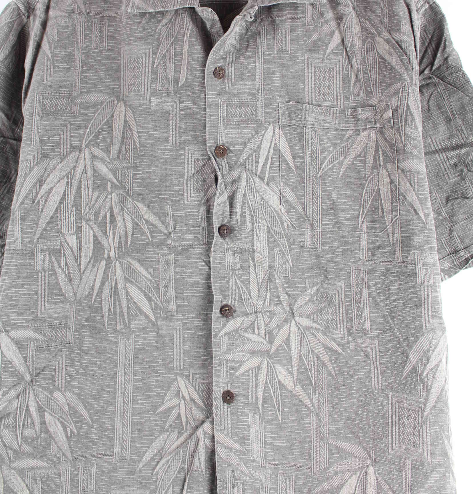 Vintage Hawaii Pattern Kurzarm Hemd Grau M (detail image 1)