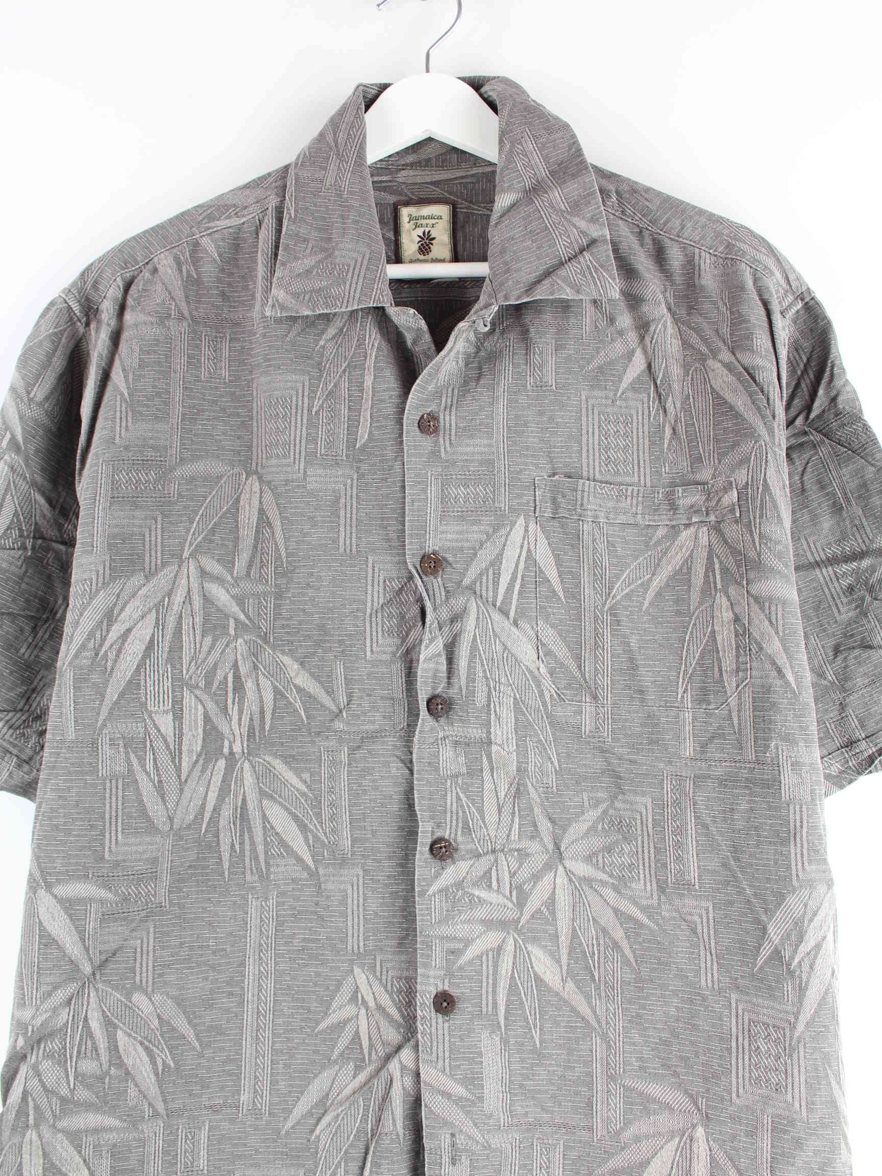Vintage Hawaii Pattern Kurzarm Hemd Grau M (detail image 1)