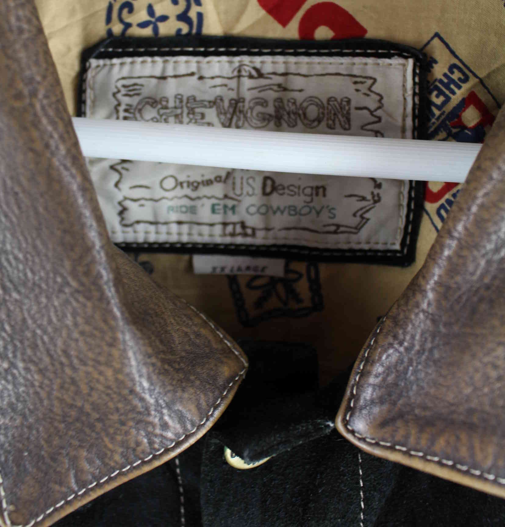 Chevignon 80s Vintage Leder College Jacke Schwarz XXL (detail image 2)