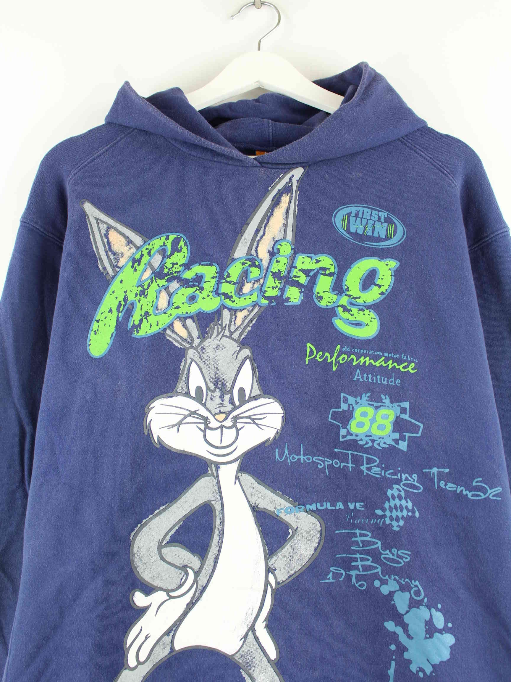 Looney Tunes y2k Bugs Bunny Racing Print Hoodie Blau  (detail image 1)