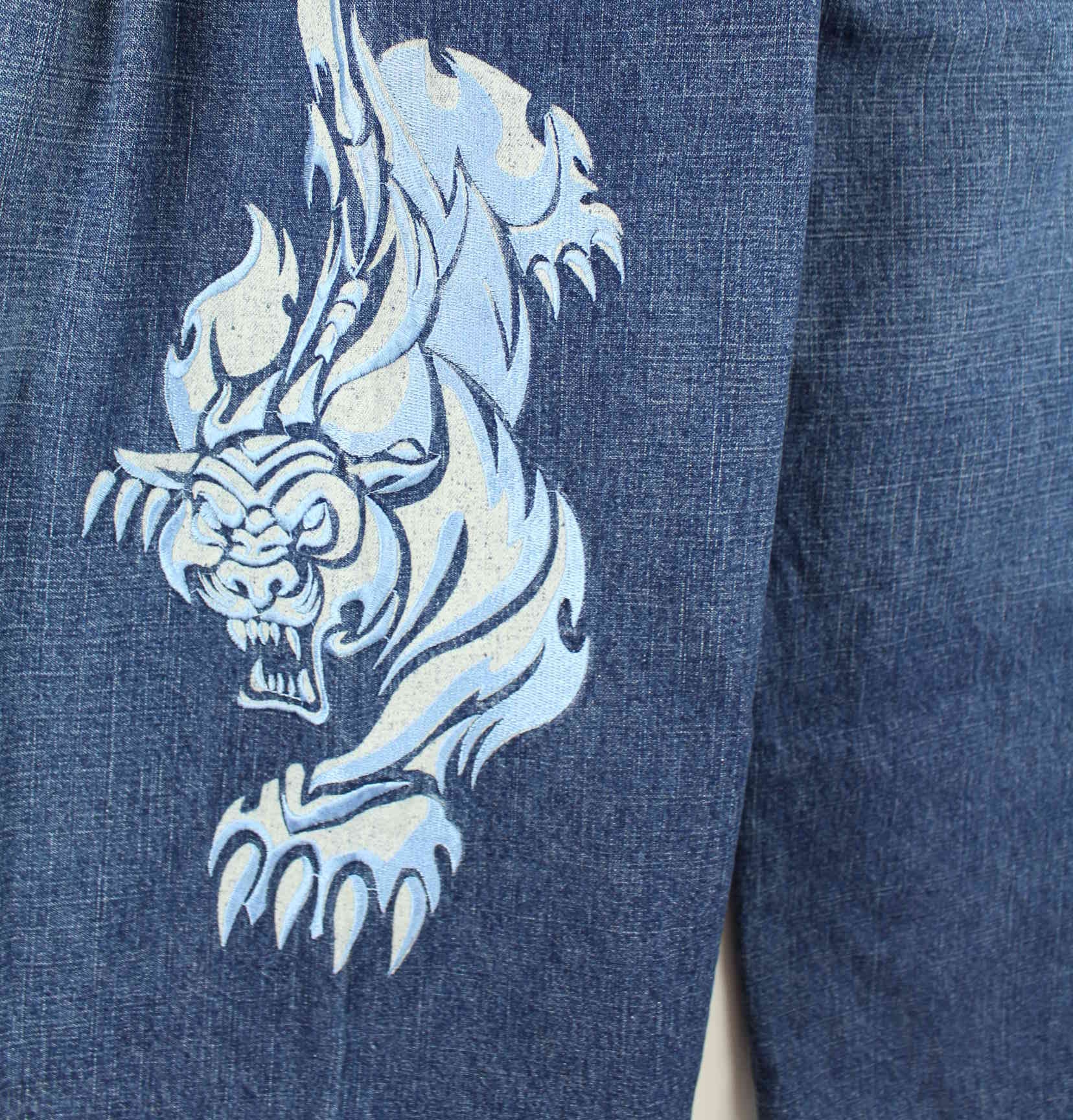 JNCO y2k Carpenter Dragon Embroidered Jeans Blau W34 L32 (detail image 13)