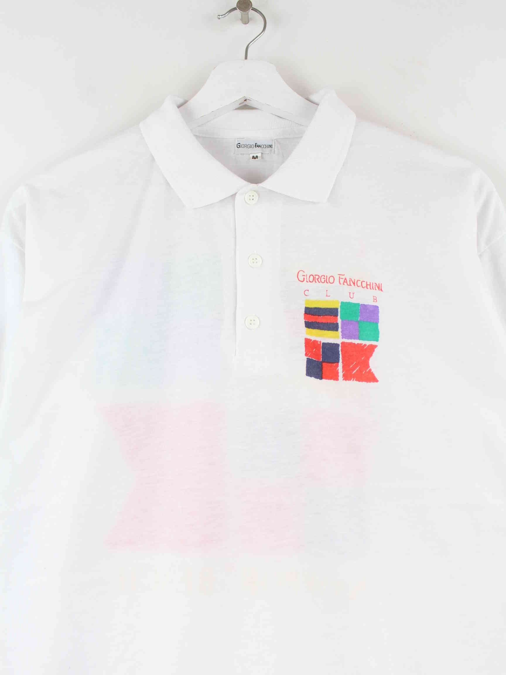 Vintage 90s Print Single Stitch Polo Weiß M (detail image 1)