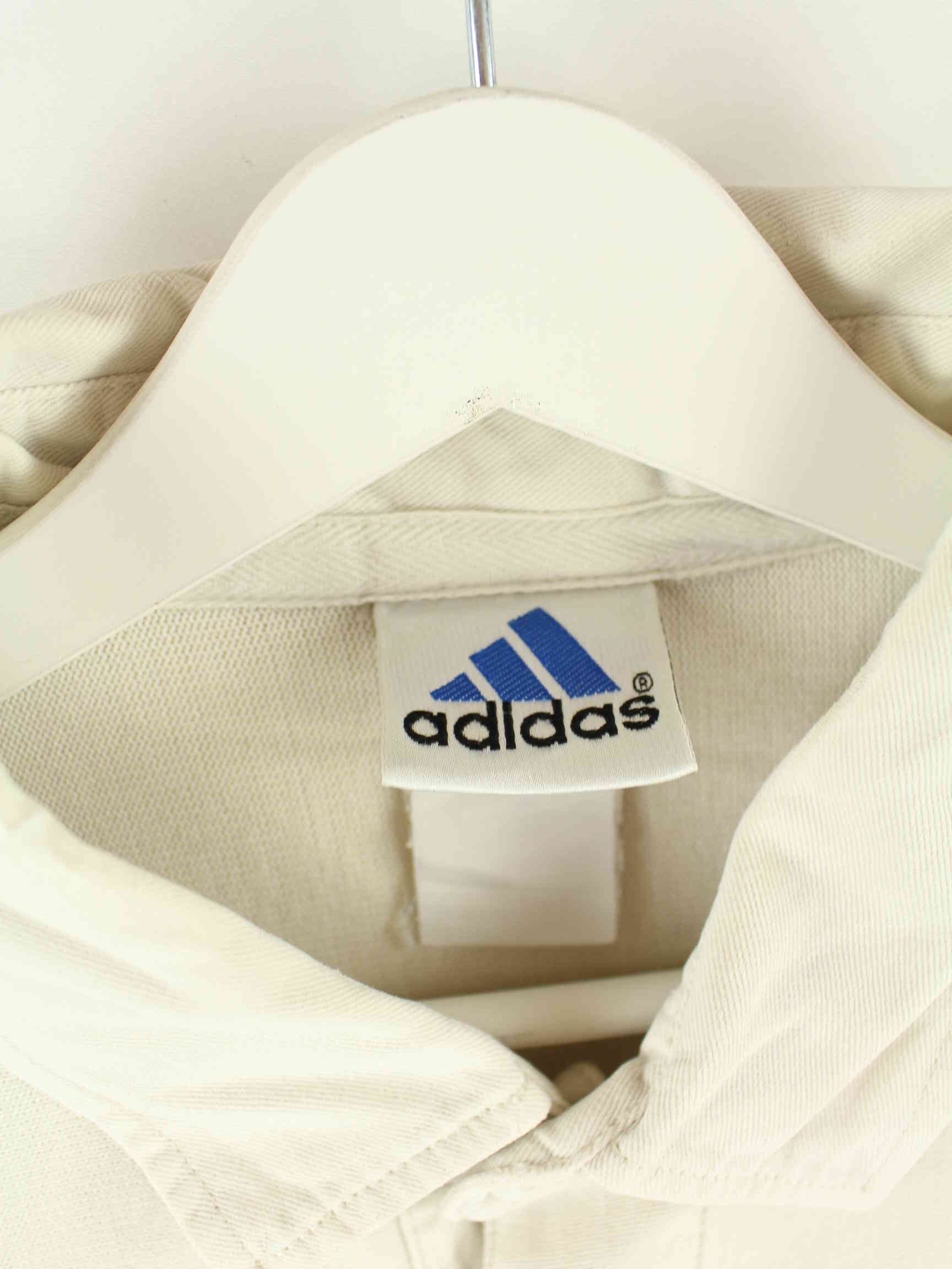 Adidas 90s Vintage Embroidered Langarm Polo Beige L (detail image 2)