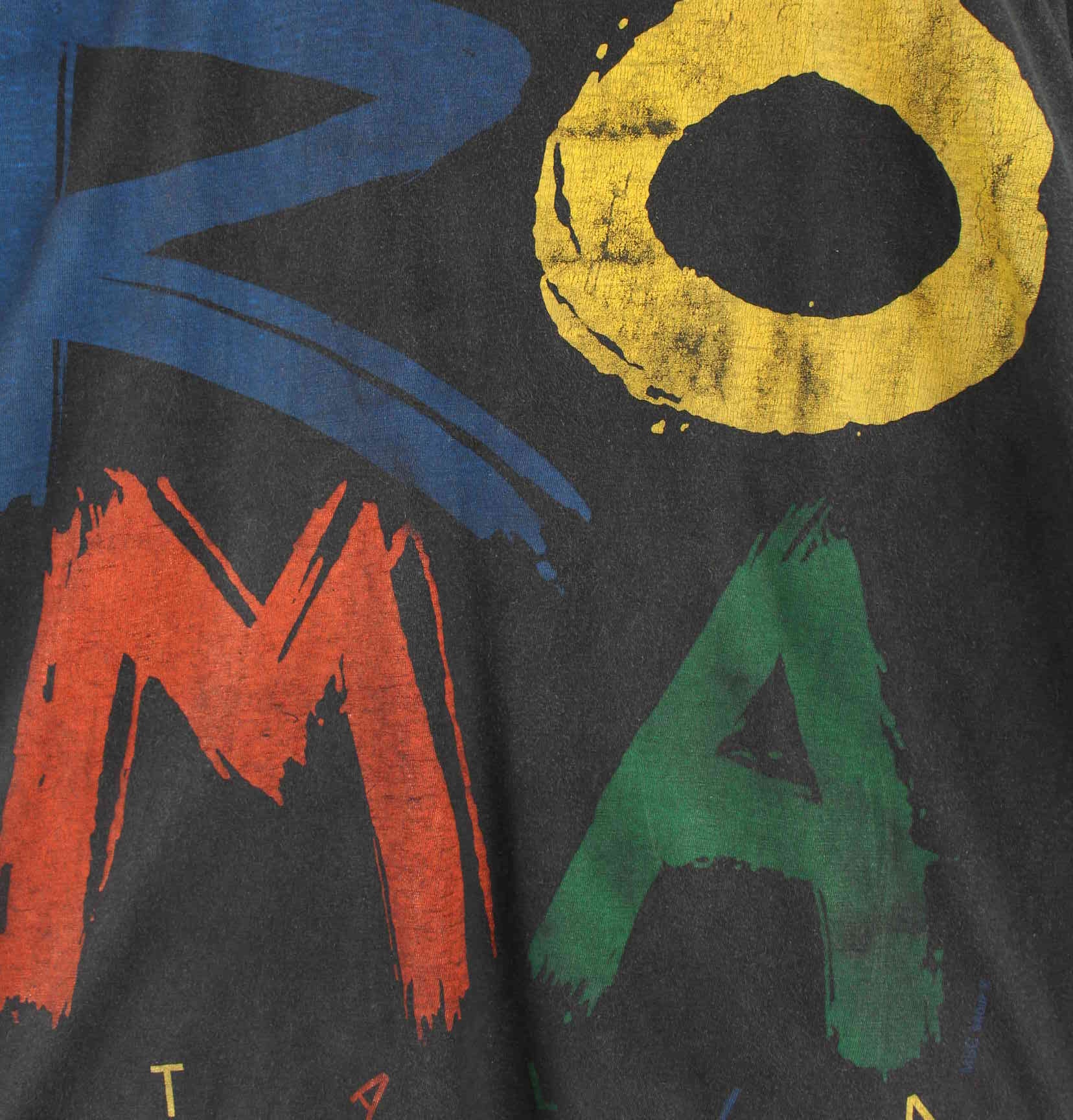 Vintage 90s Roma Print Single Stitch T-Shirt Schwarz S (detail image 1)