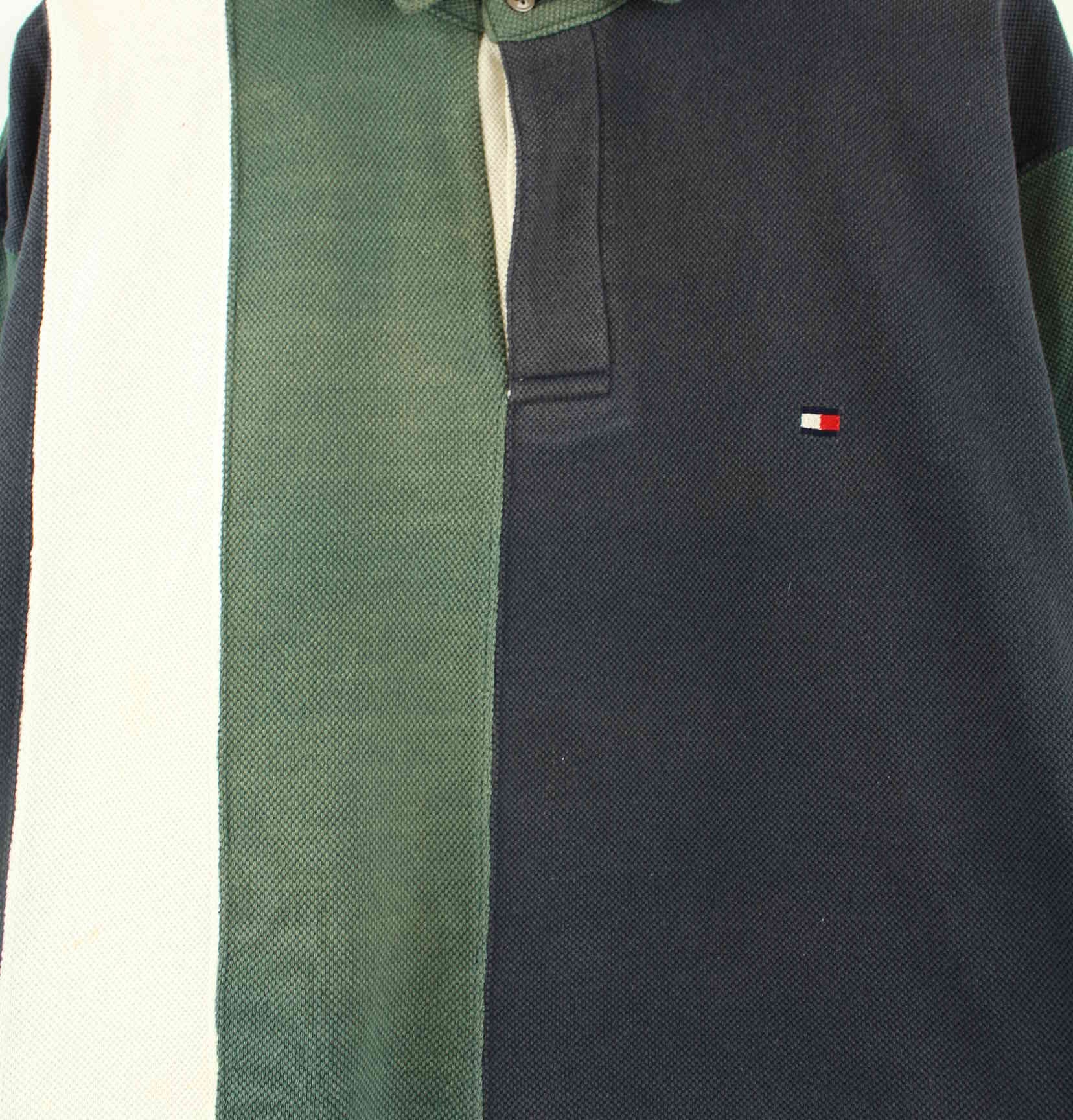 Tommy Hilfiger 90s Vintage Striped Langarm Polo Blau M (detail image 1)