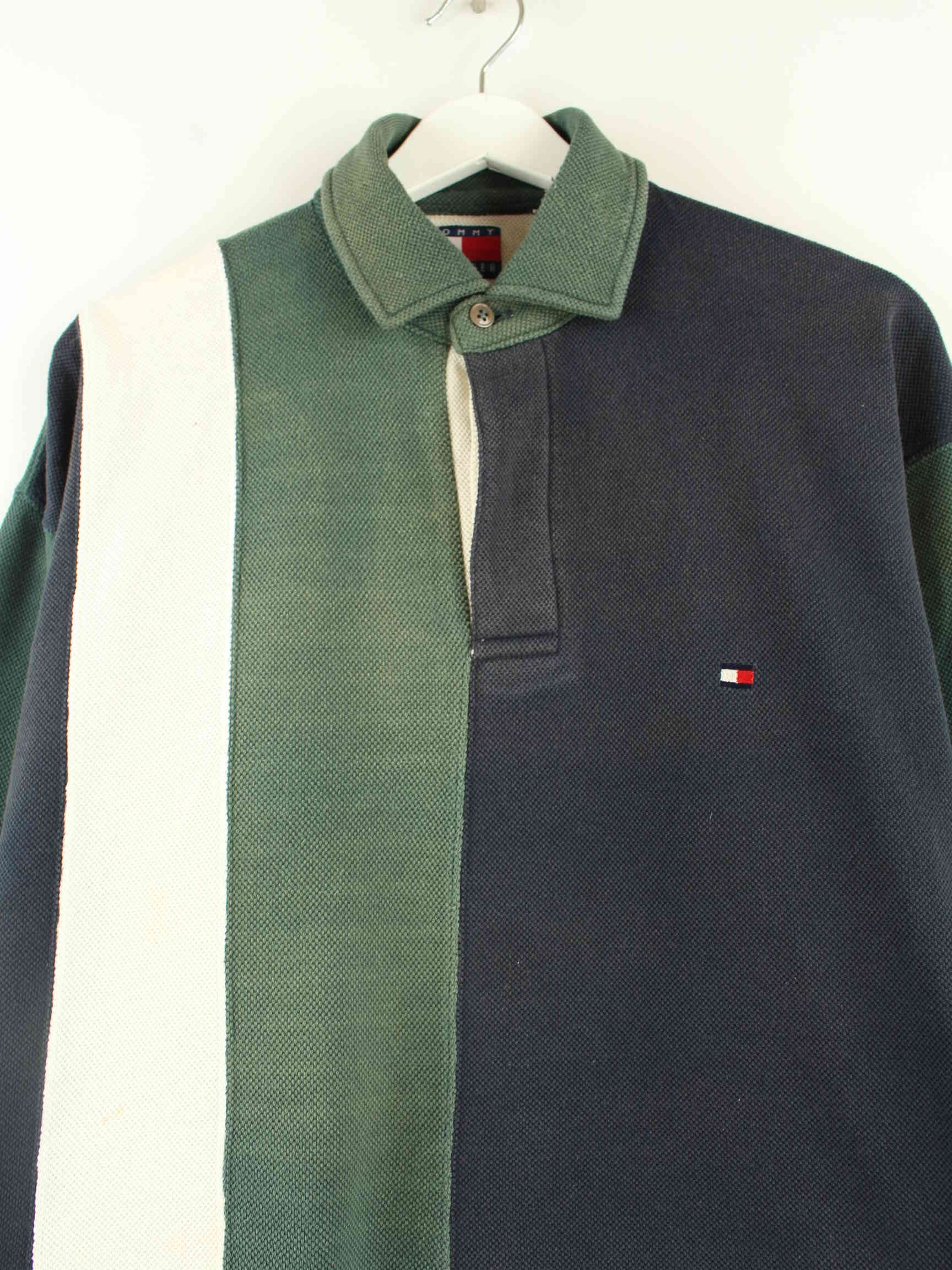 Tommy Hilfiger 90s Vintage Striped Langarm Polo Blau M (detail image 1)