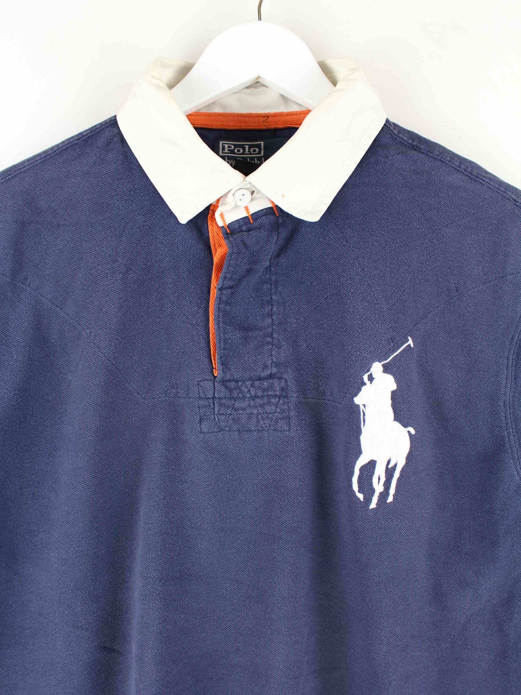 Ralph Lauren 90s Vintage Embroidered Polo Blau L (detail image 1)