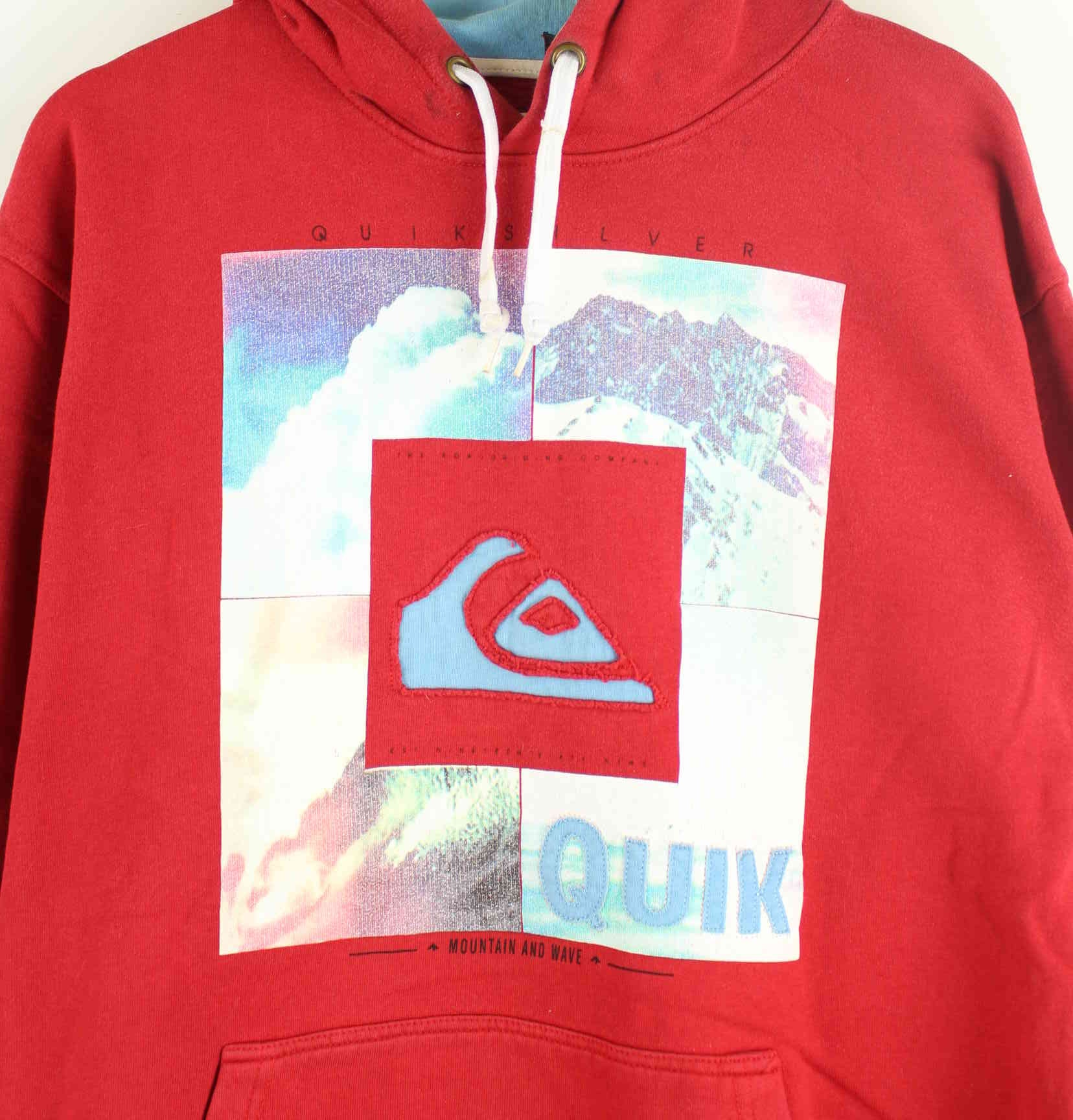 Quiksilver 90s Vintage Embroidered Print Hoodie Rot M (detail image 1)
