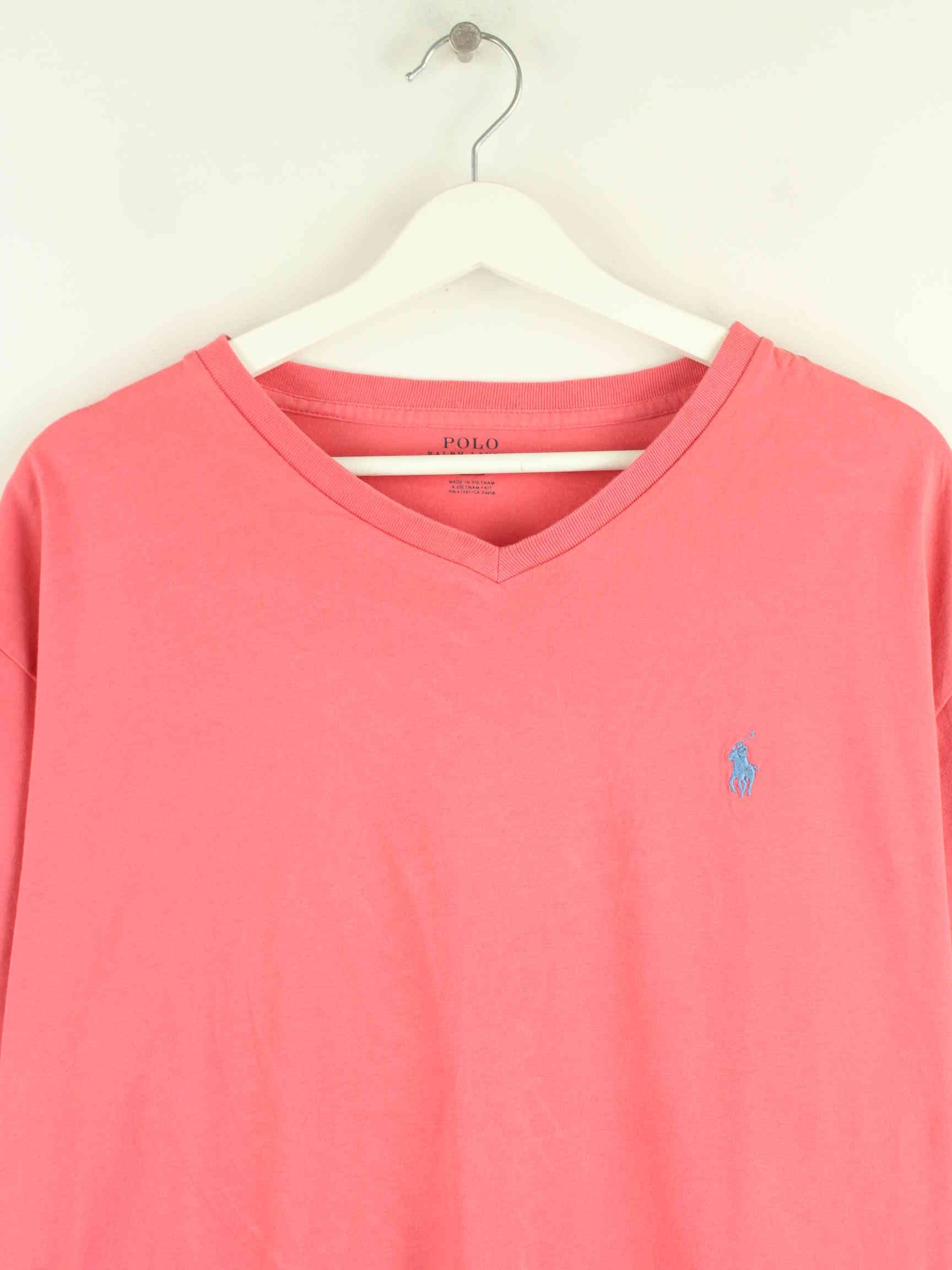 Ralph Lauren Damen Basic V-Neck T-Shirt Rosa L (detail image 1)