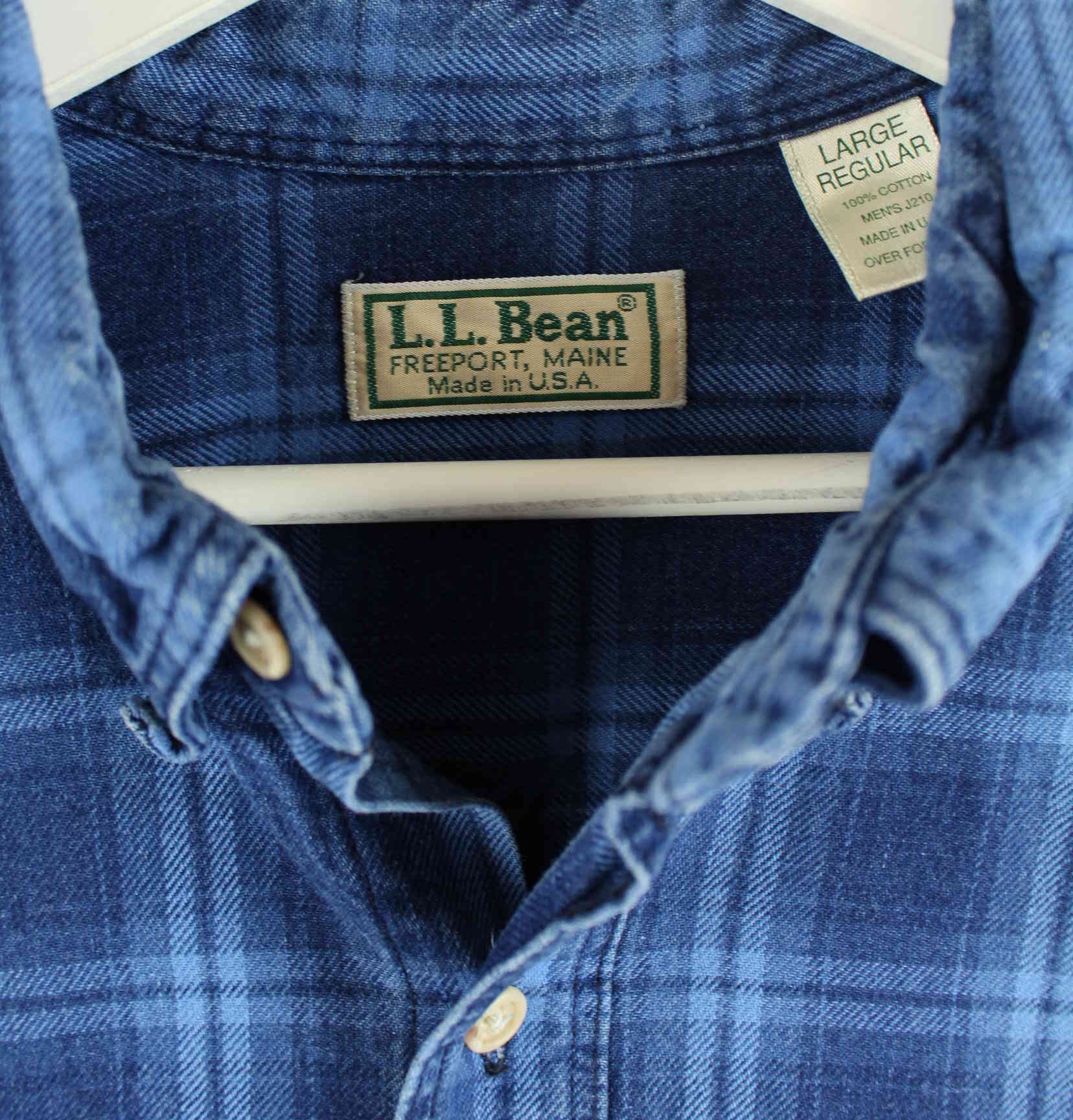 LL Bean 90s Vintage Flanell Hemd Blau L (detail image 2)