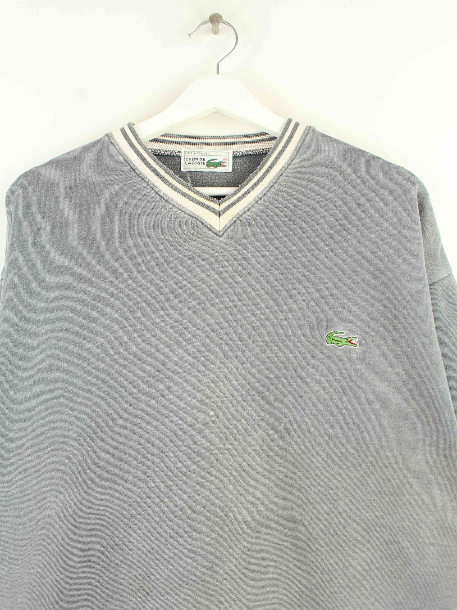 2024 LACOSTE Light Grey V-Neck Sweater Pullover