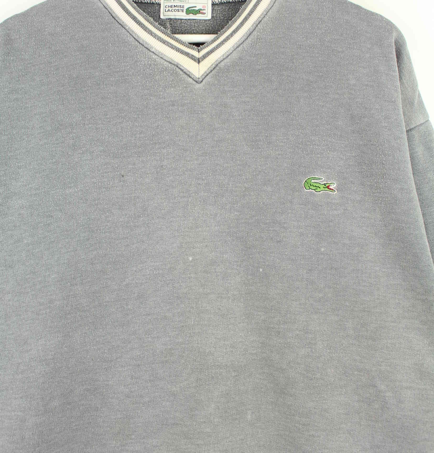 Lacoste 90s Vintage V-Neck Sweater Grau L (detail image 1)