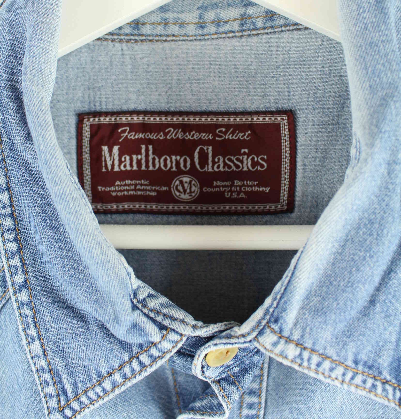 Marlboro 90s Vintage Jeans Hemd Blau XL (detail image 1)
