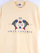 Fruit of the Loom y2k Gran Canaria Print T-Shirt Gelb L (detail image 1)