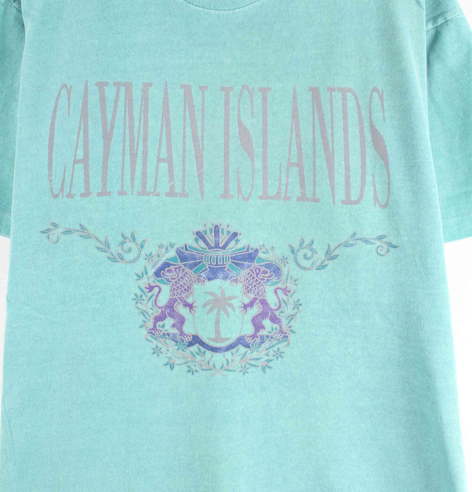 Vintage 80s Cayman Island Single Stitched T-Shirt Türkis XL (detail image 1)