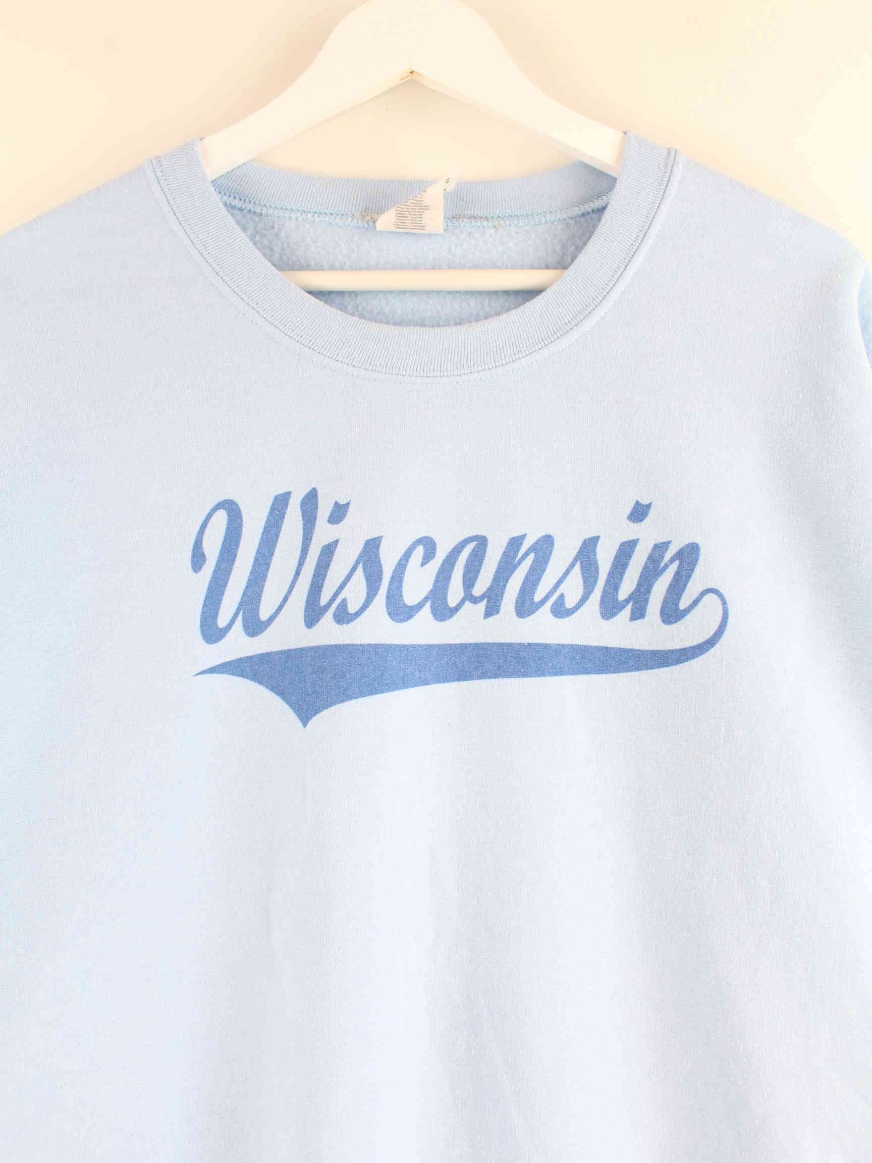 Gildan Wisconsin Print Sweater Blau 3XL (detail image 1)