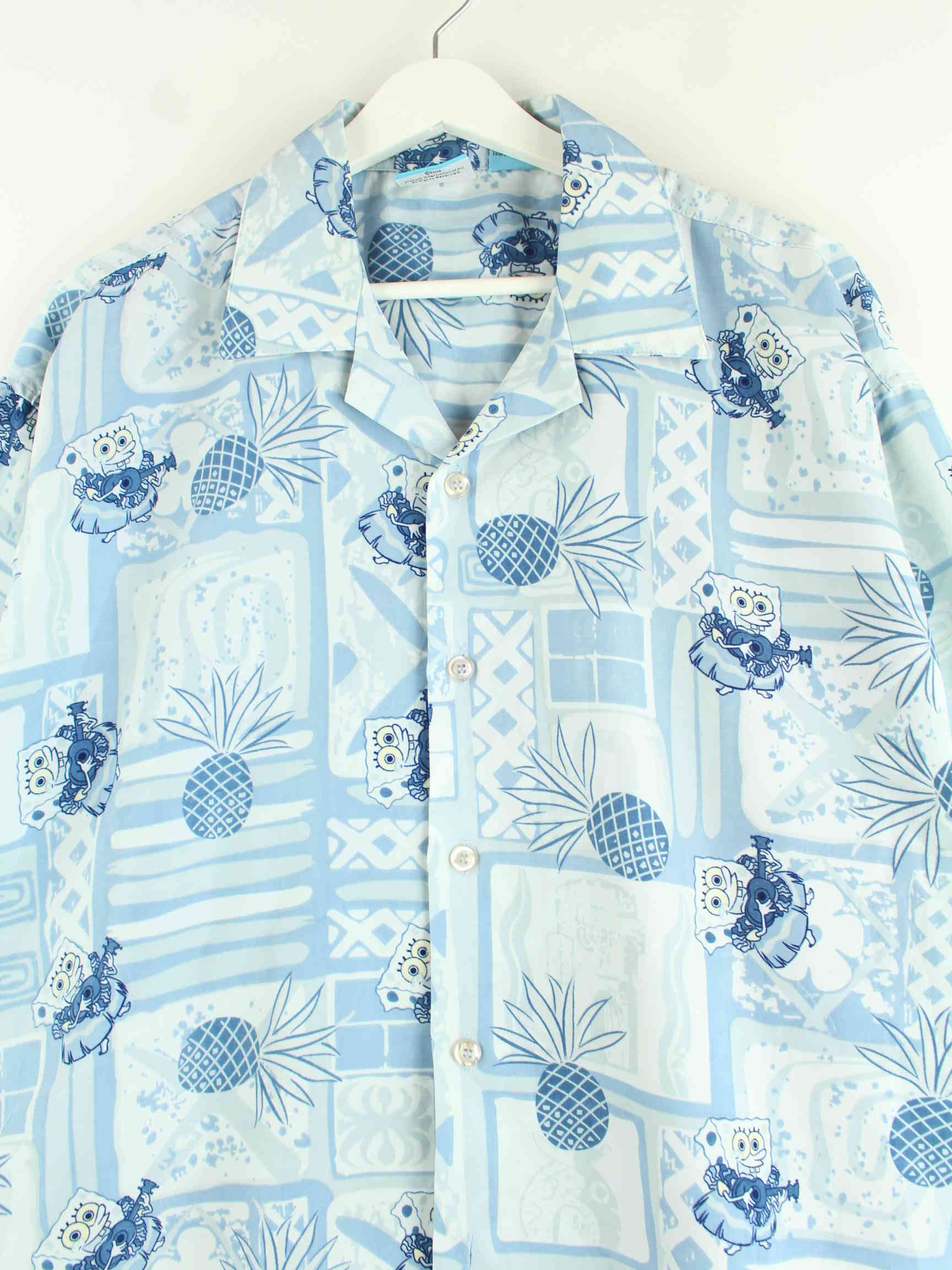 Vintage Spongebob Pattern Hawaii Hemd Blau XL (detail image 1)