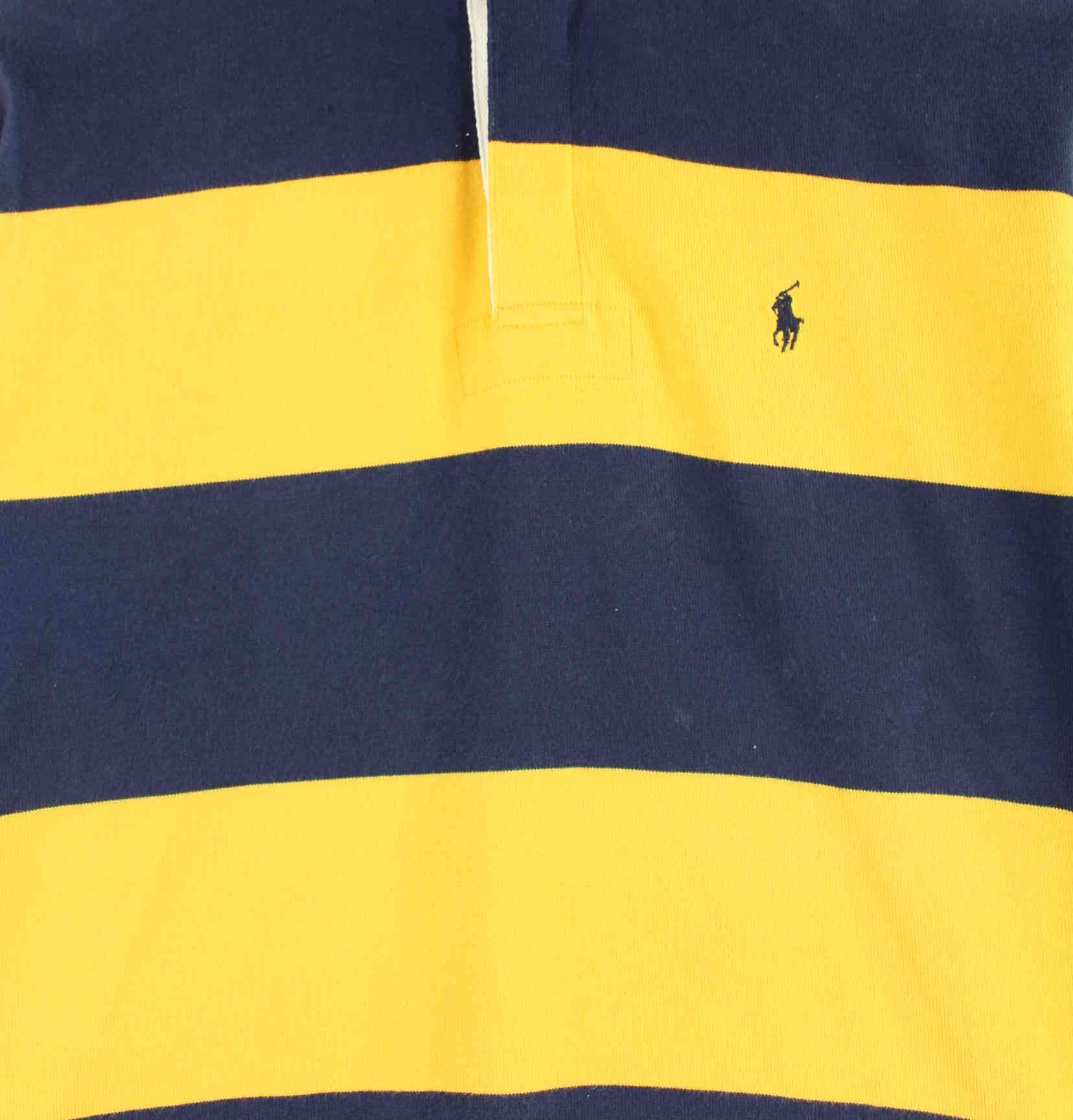 Ralph Lauren 90s Vintage Striped Long Sleeve Polo Gelb S (detail image 1)