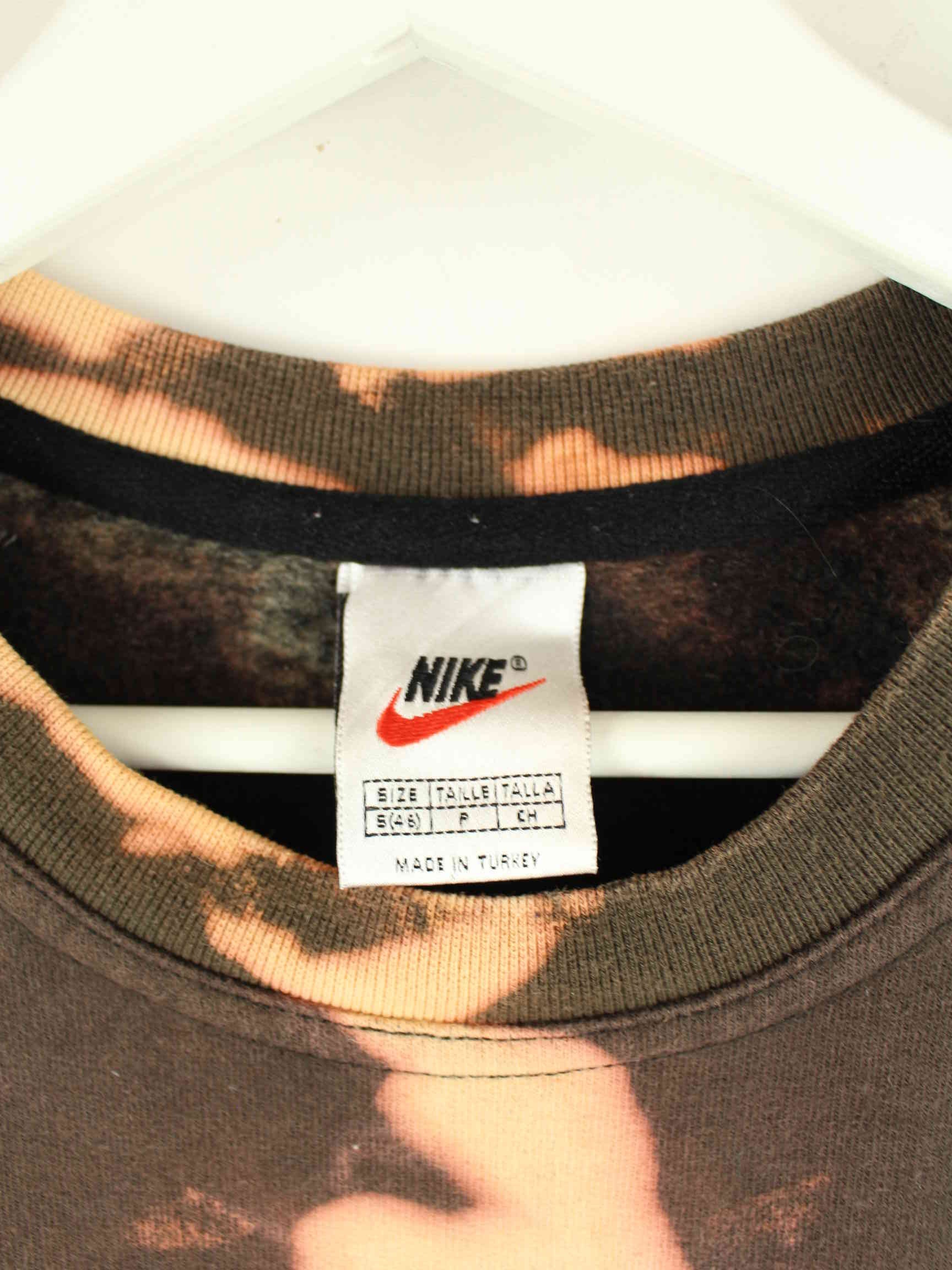 Nike 90s Vintage Big Swoosh Embroidered Tie Dye Sweater Braun S (detail image 2)