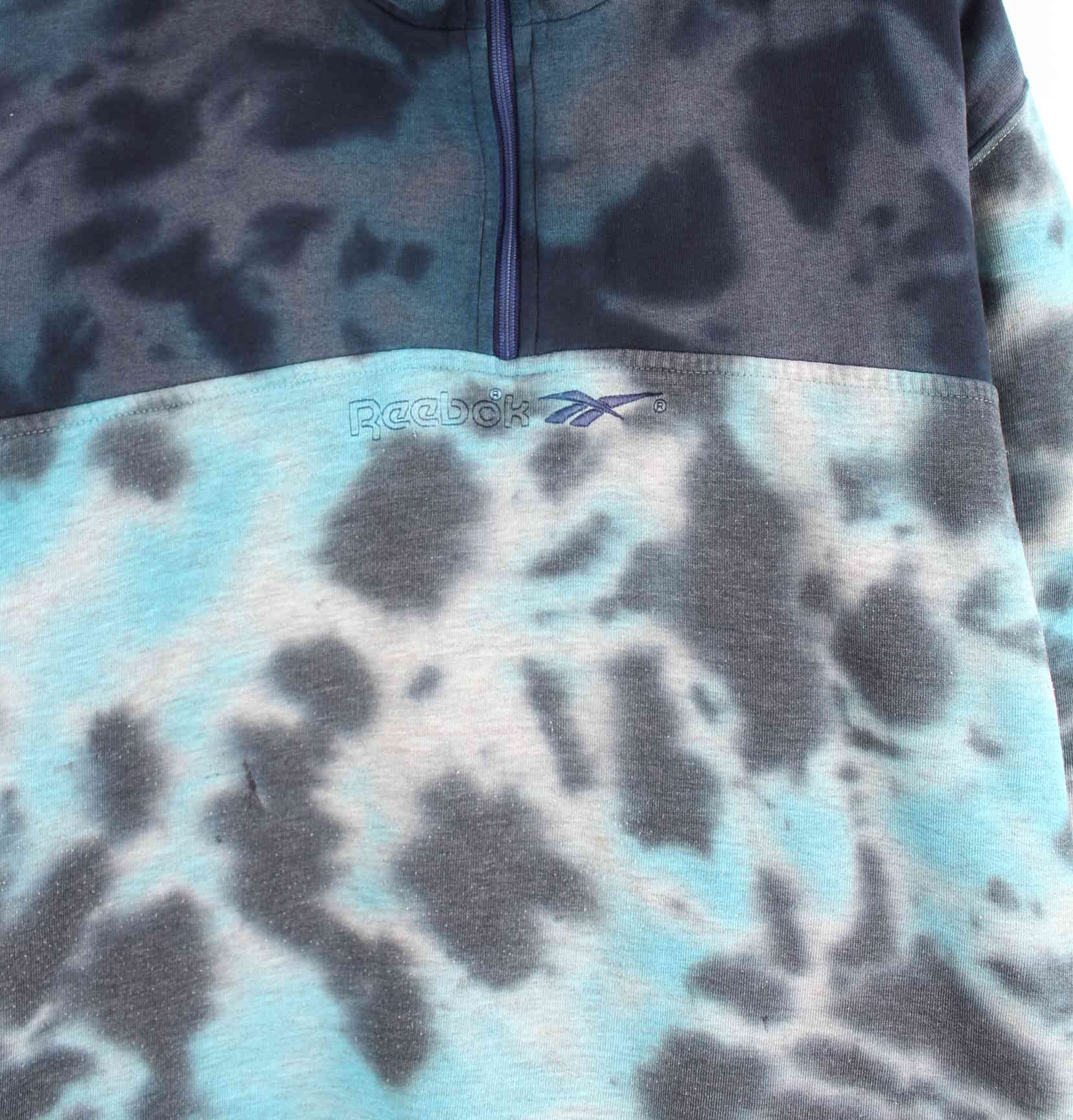 Reebok 90s Vintage Tie Dye Half Zip Sweater Blau M (detail image 1)