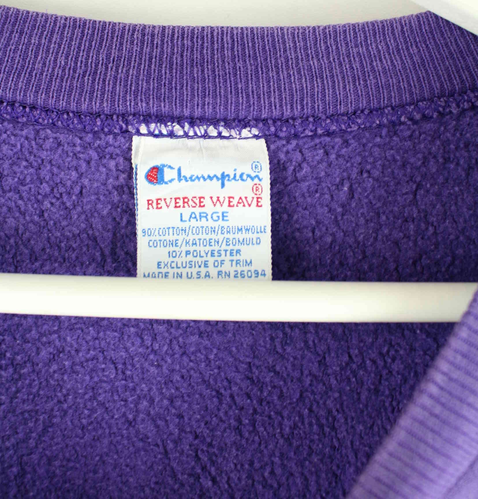 Champion 90s Vintage Reverse Weave Print Sweater Lila L (detail image 2)