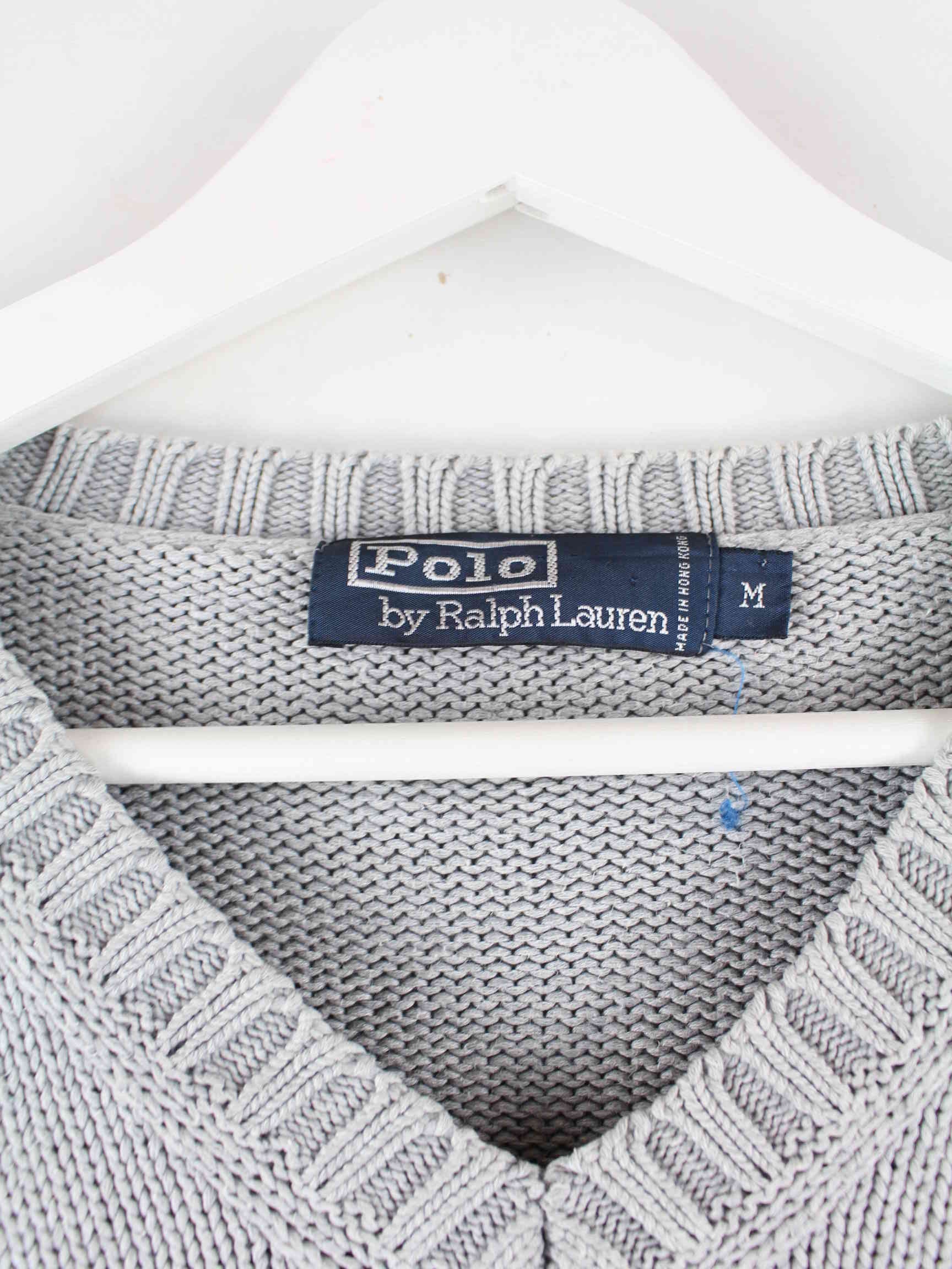 Ralph Lauren 90s Vintage V-Neck Pullover Grau M (detail image 2)