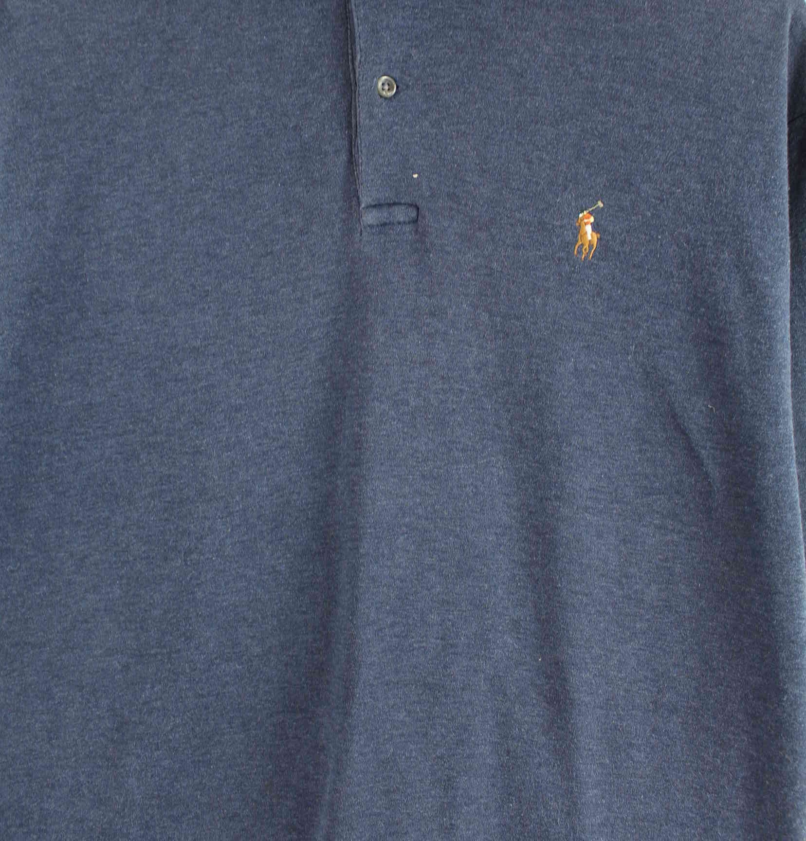 Ralph Lauren 90s Vintage Langarm Polo Blau L (detail image 1)