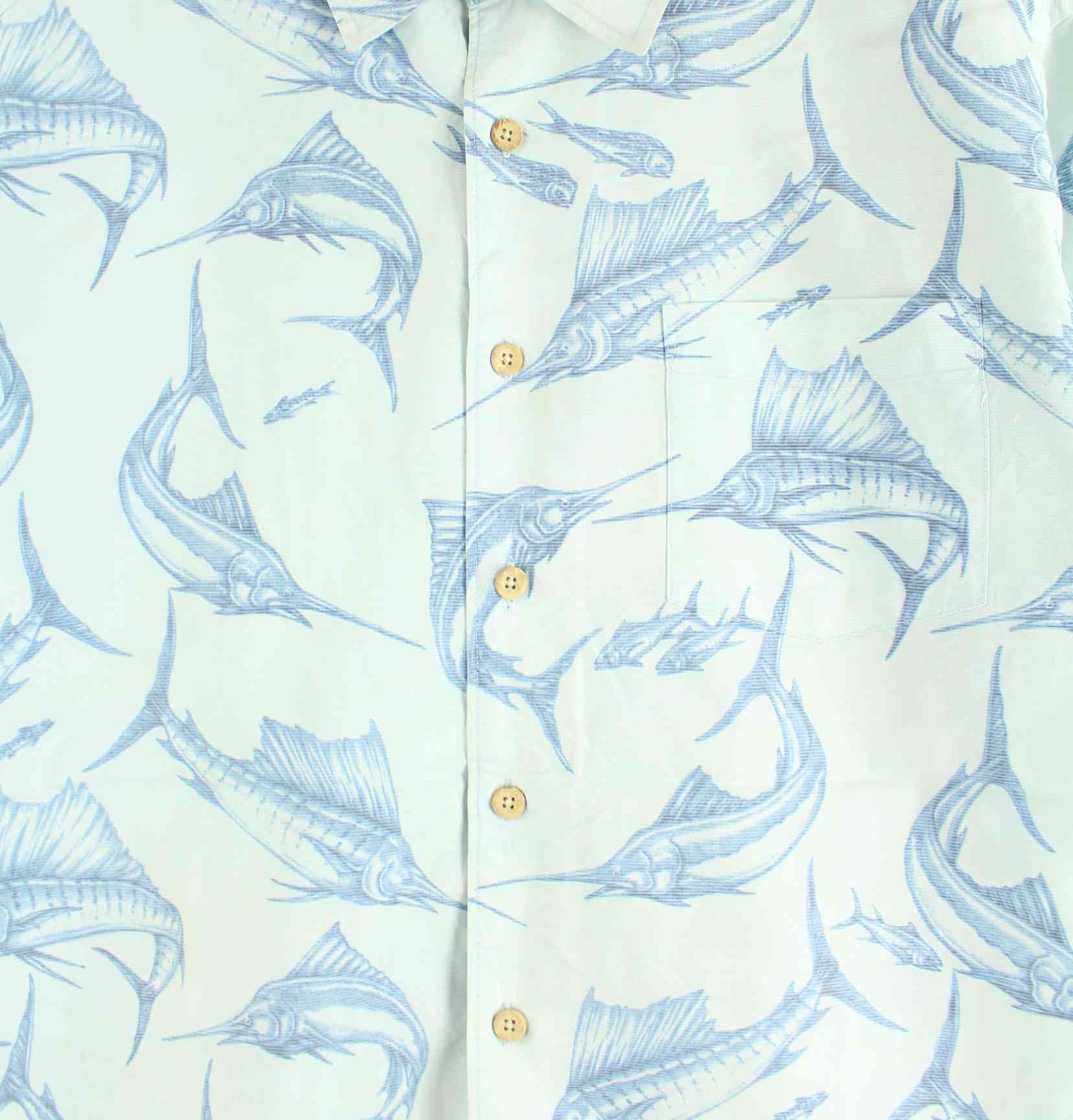 Vintage Sailfish Pattern Hawaii Hemd Blau M (detail image 1)
