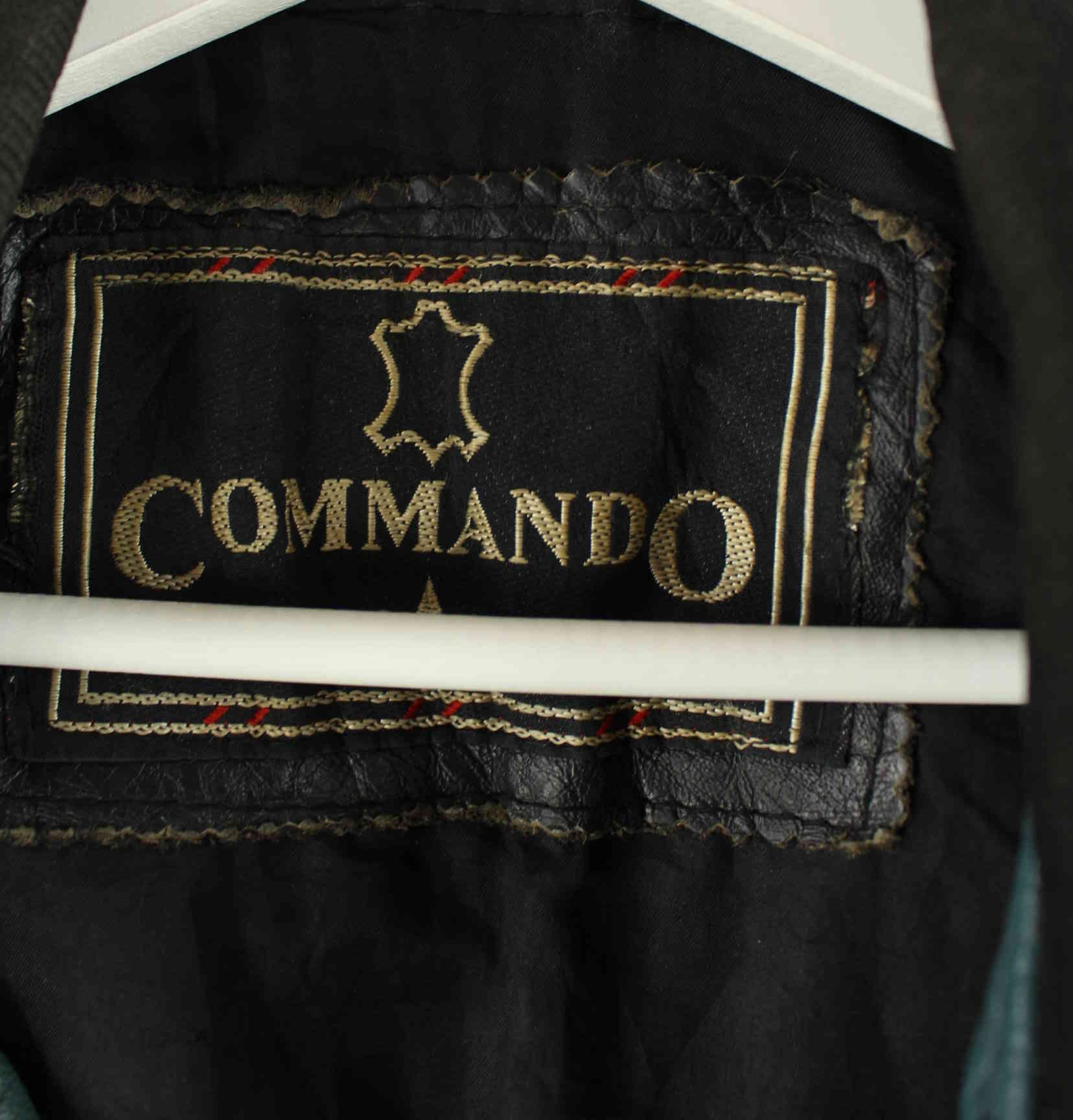 Vintage 80s Commando Baseball Embroidered Leder Jacke Grün L (detail image 2)