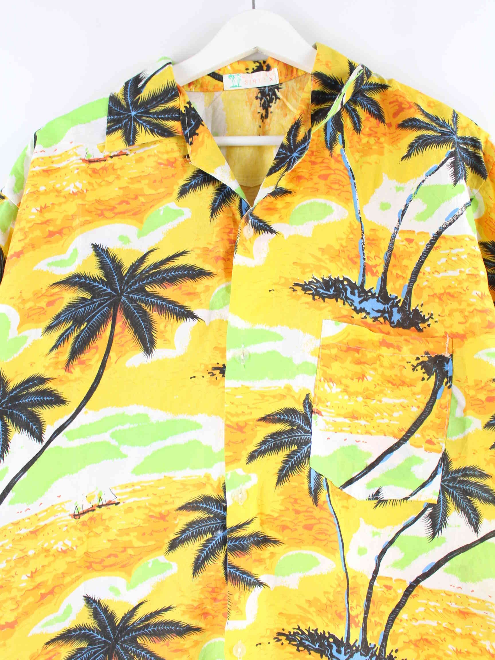 Vintage y2k Hawaii Kurzarm Hemd Gelb XL (detail image 1)