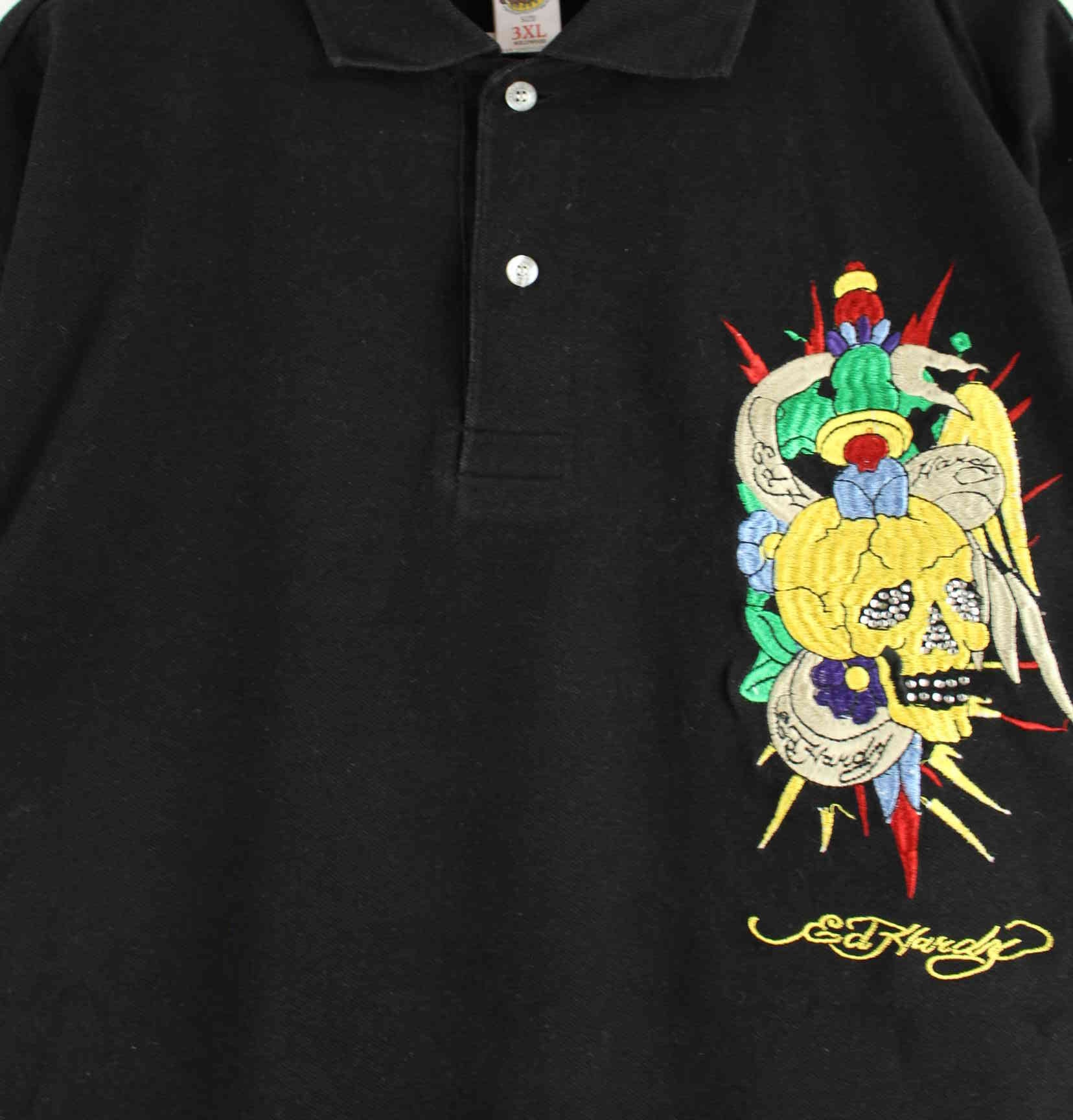 Ed Hardy y2k Embroidered Polo Schwarz 3XL (detail image 1)