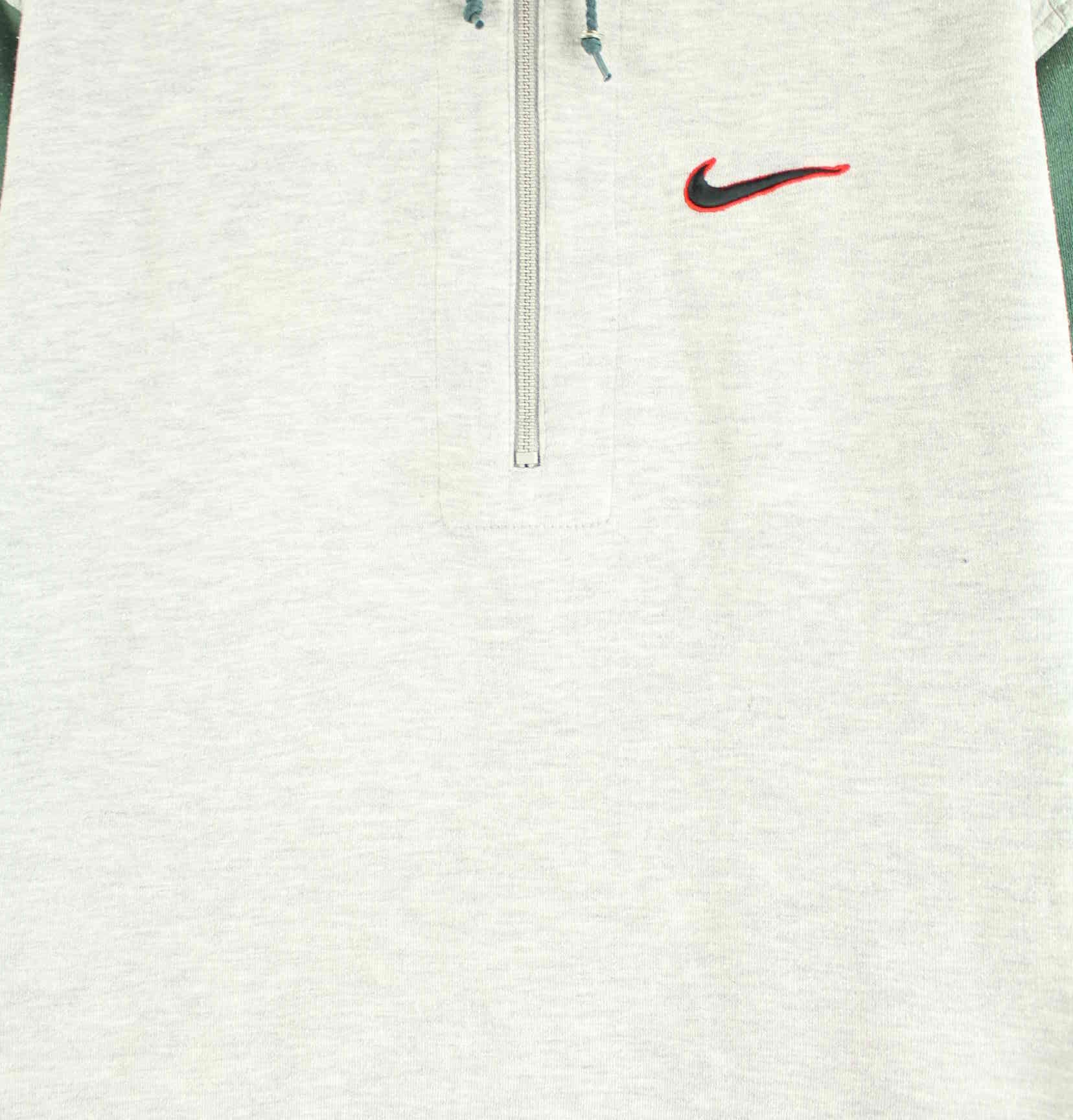 Nike 90s Vintage Big Swoosh Embroidered Half Zip Hoodie Grau XS (detail image 1)