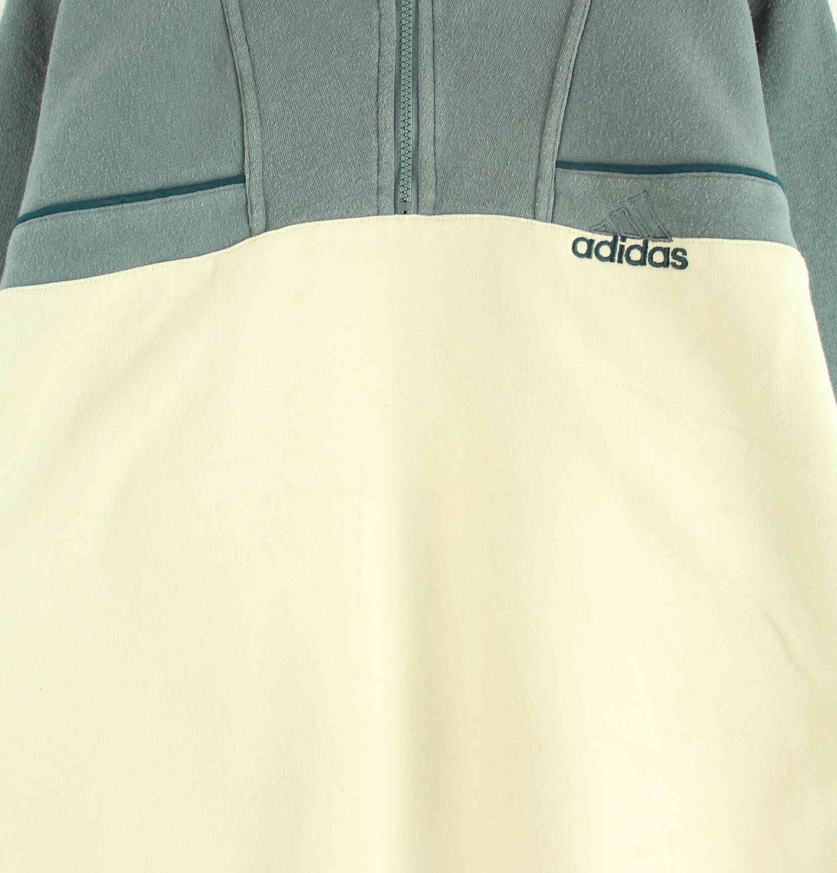 Adidas 90s Vintage Logo Embroidered Half Zip Sweater Beige L (detail image 1)