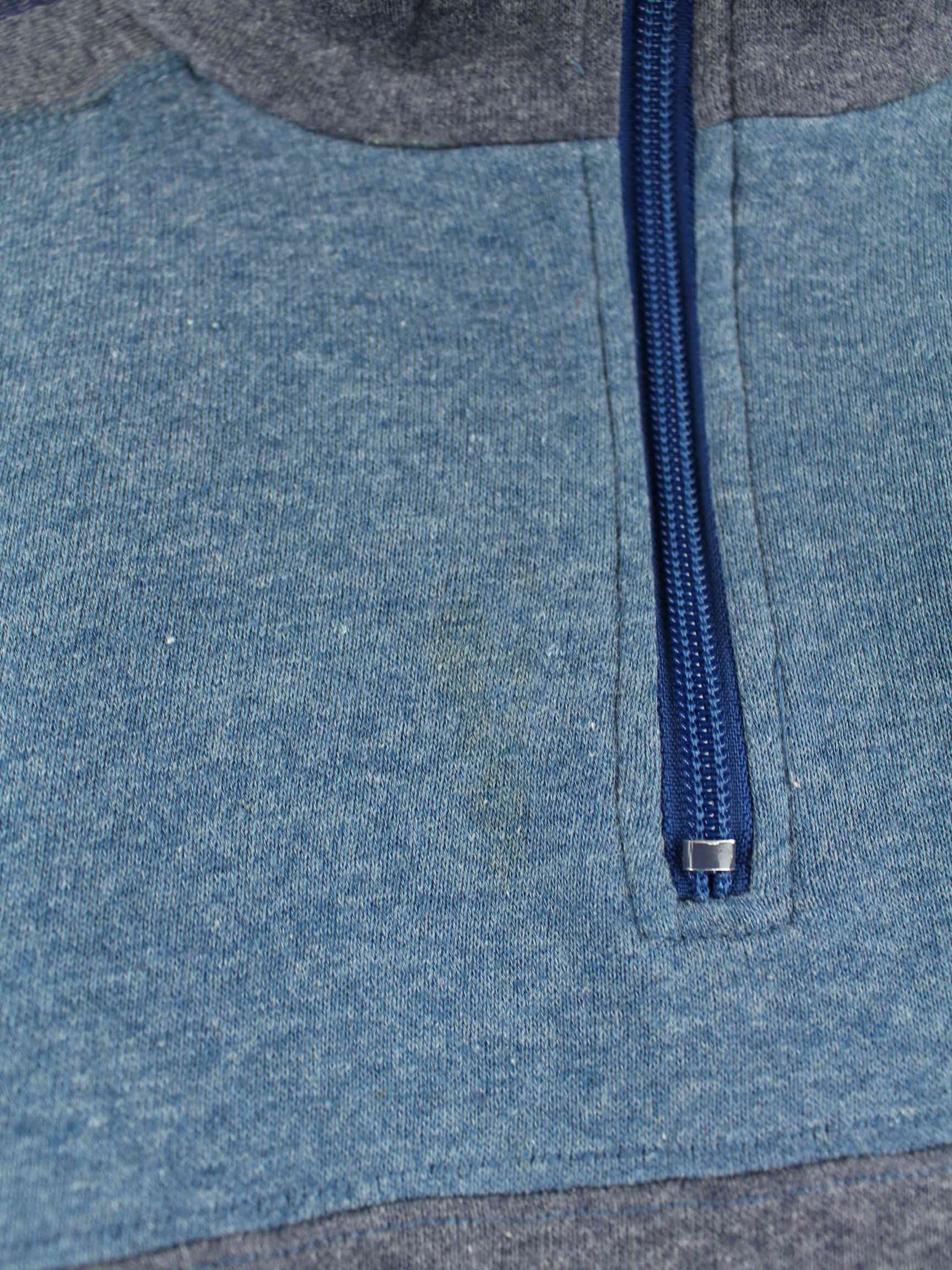 Vintage 90s Embroidered Half Zip Sweater Blau L (detail image 2)